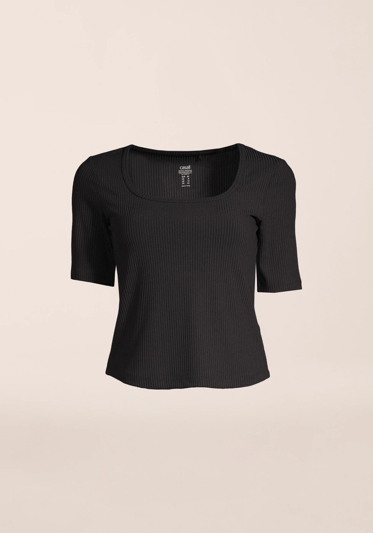 Casall Scoop Rib Tee maglietta nera elasticizzata