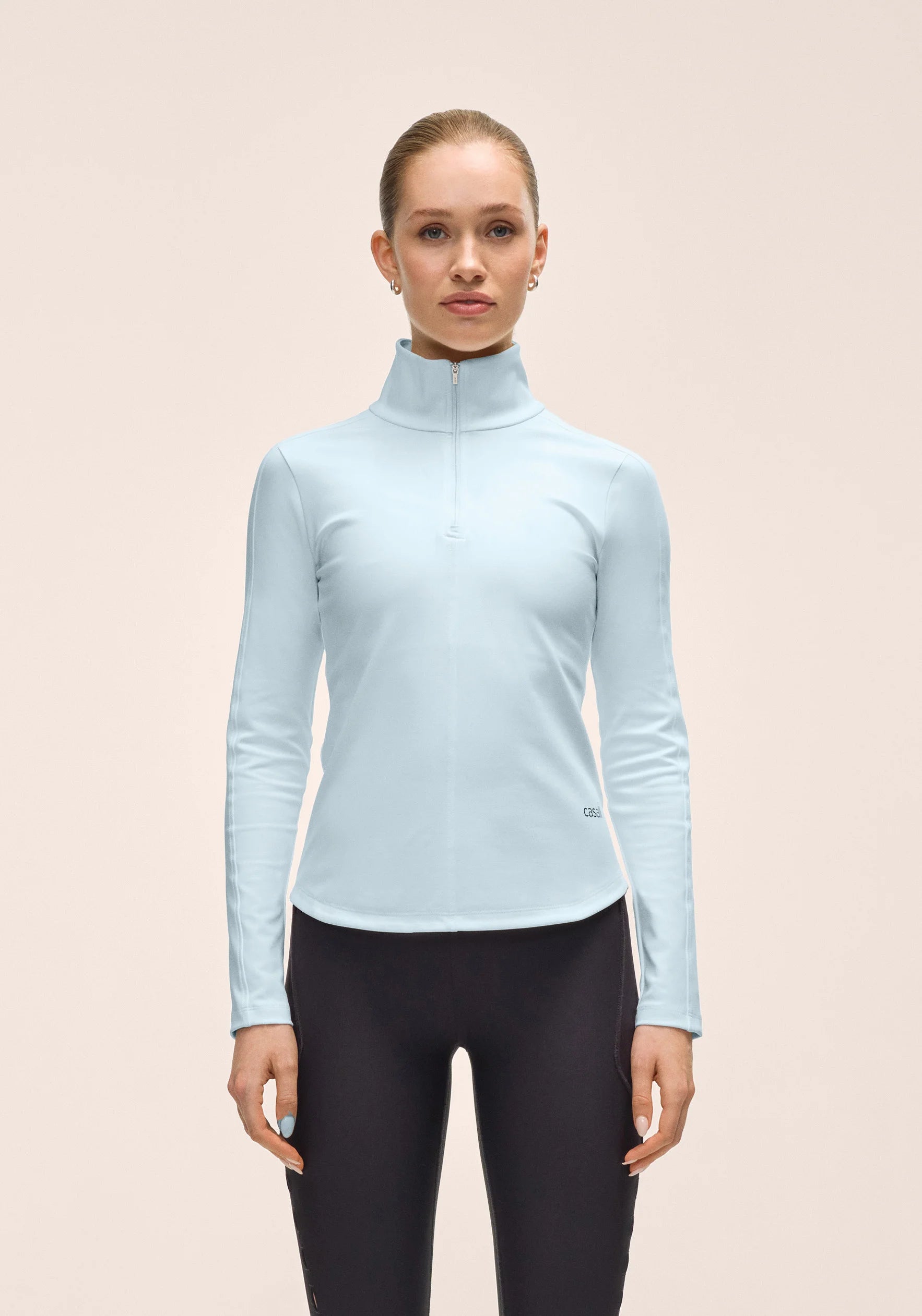 Casall Serene Half Zip Maglia Corsa Aqua Glow