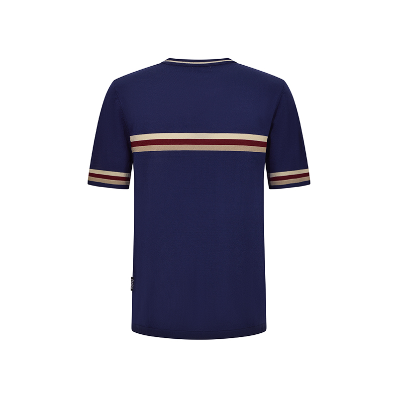 L'Eroica Timo t-shirt navy viscosa jacquard slim