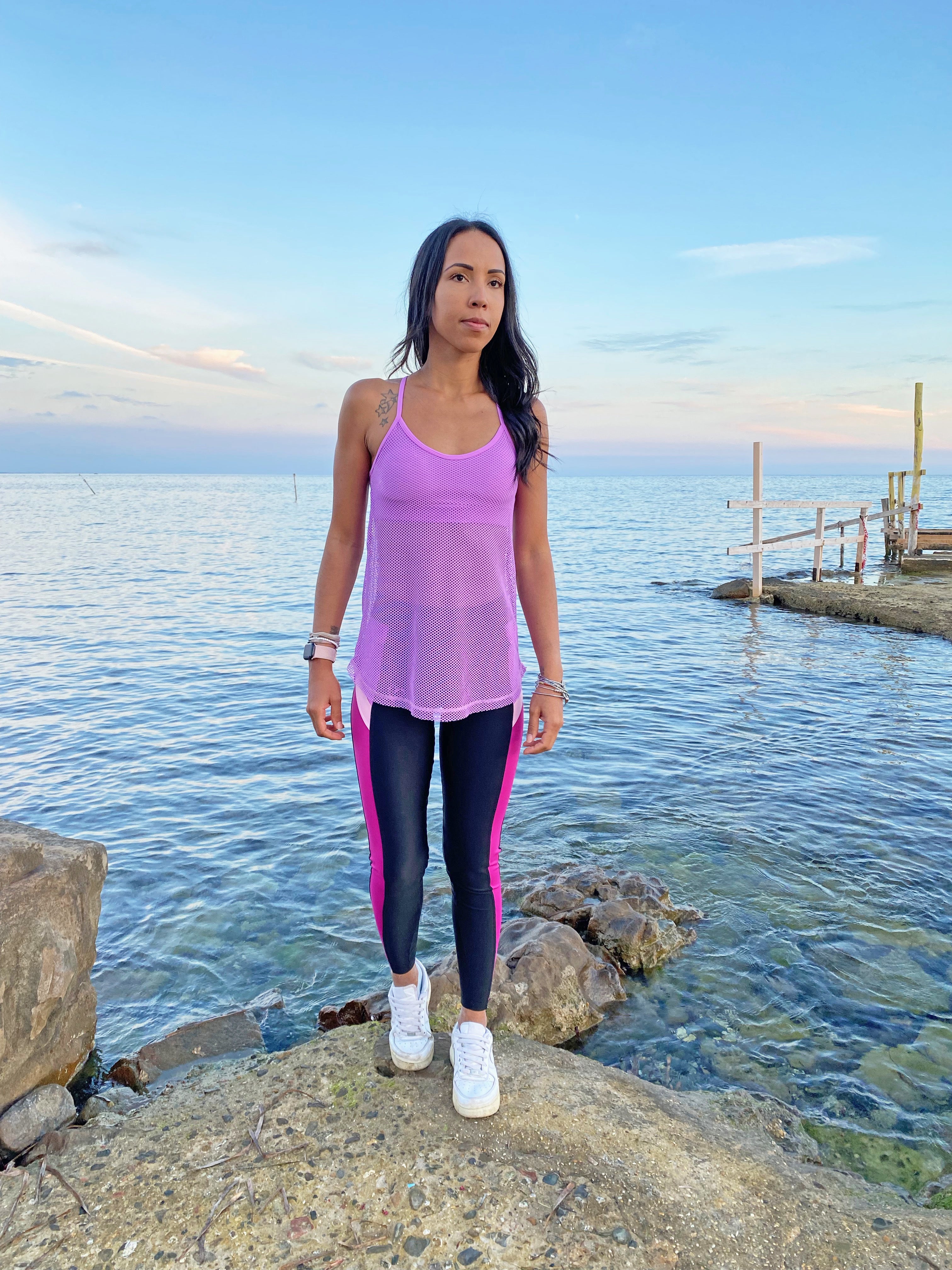 VB Lilla canottiera con top supplex traspirante