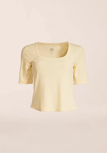 Casall Scoop Rib Tee t-shirt Milky Vanilla elasticizzata