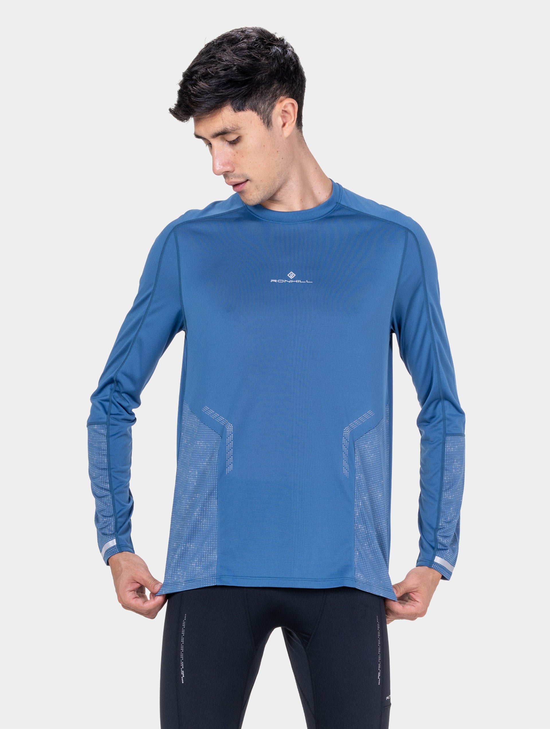 Ronhill Tech Reflect L/S Tee maglia manica lunga Glacier riflettente