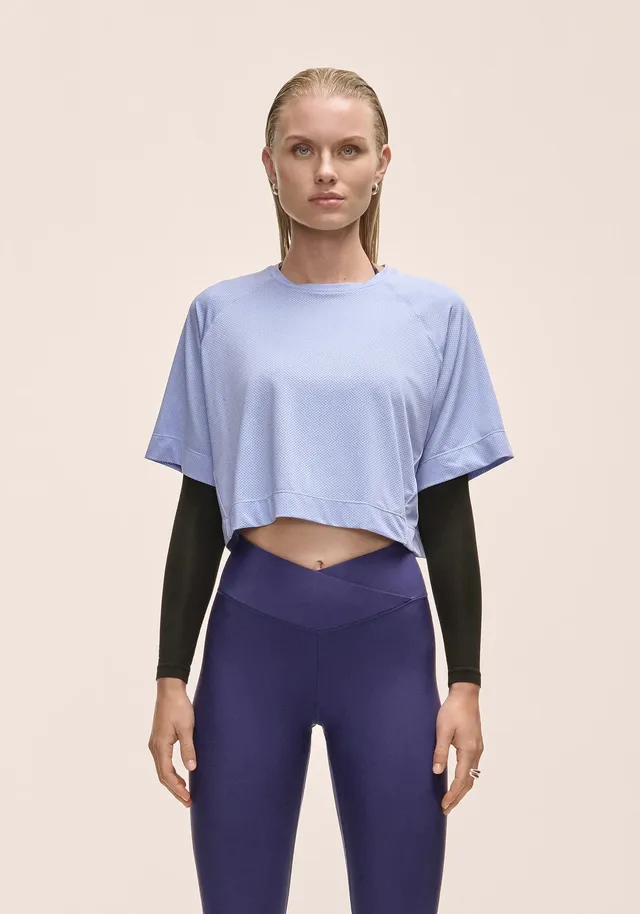 Casall Laser Mesh Crop Tee t-shirt Blueberry Mist traspirante