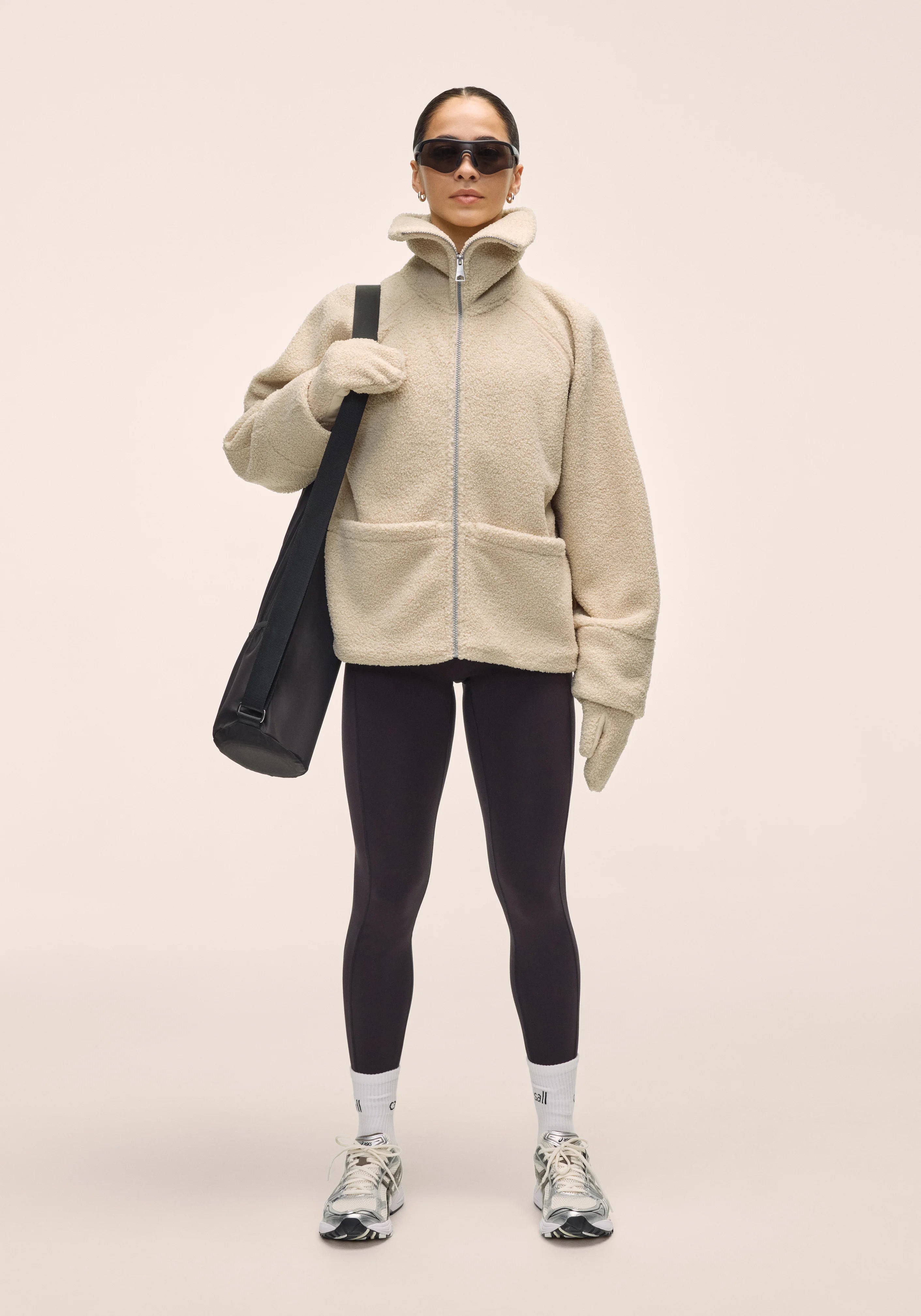 Casall Sherpa Short Zip Jacket Giacca Ecru pile caldo