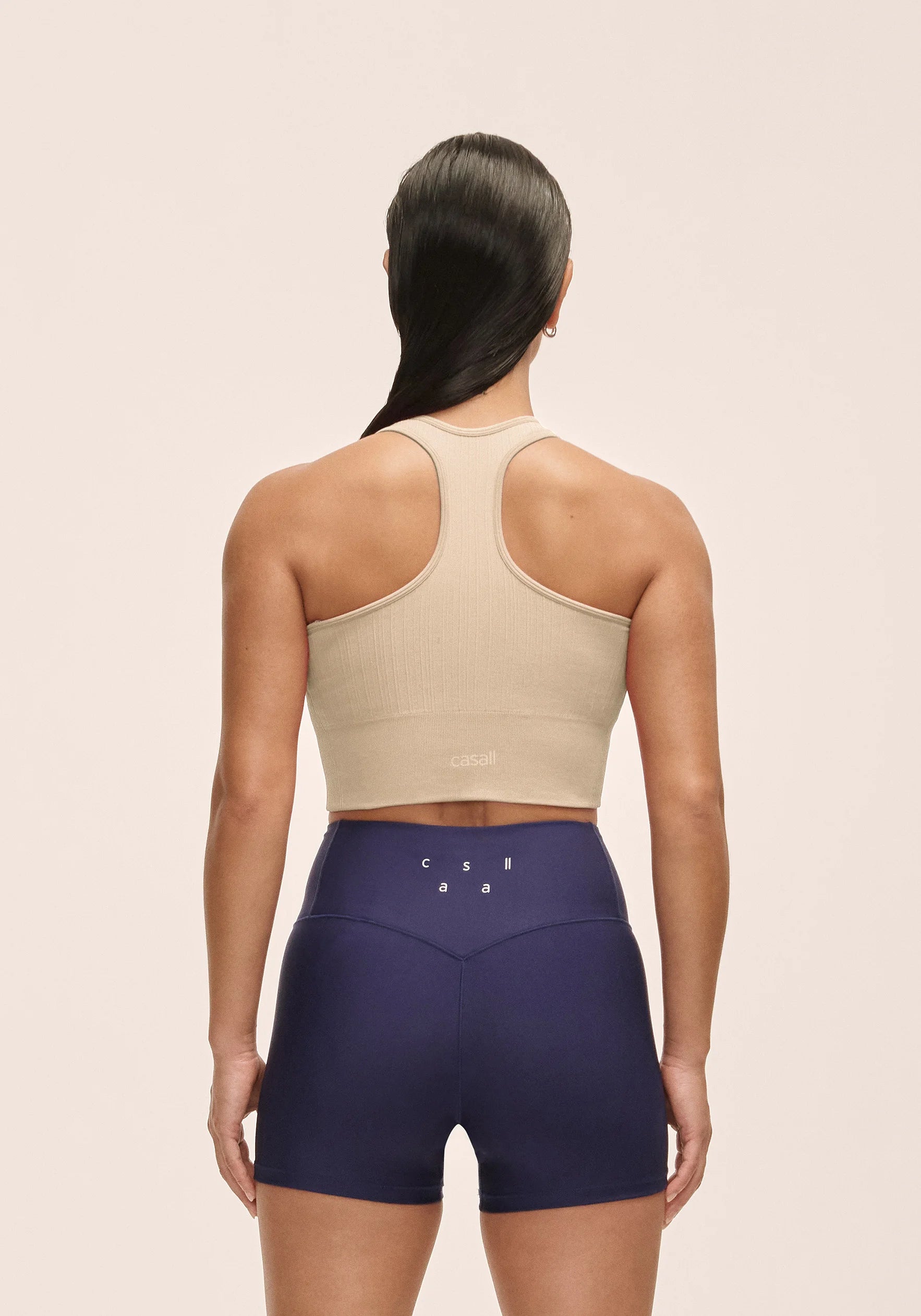 Casall Multi Rib Seamless top sportivo imbottito ecru