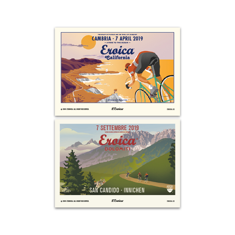 L'Eroica Set Cartoline 2019 Illustrazioni Storiche