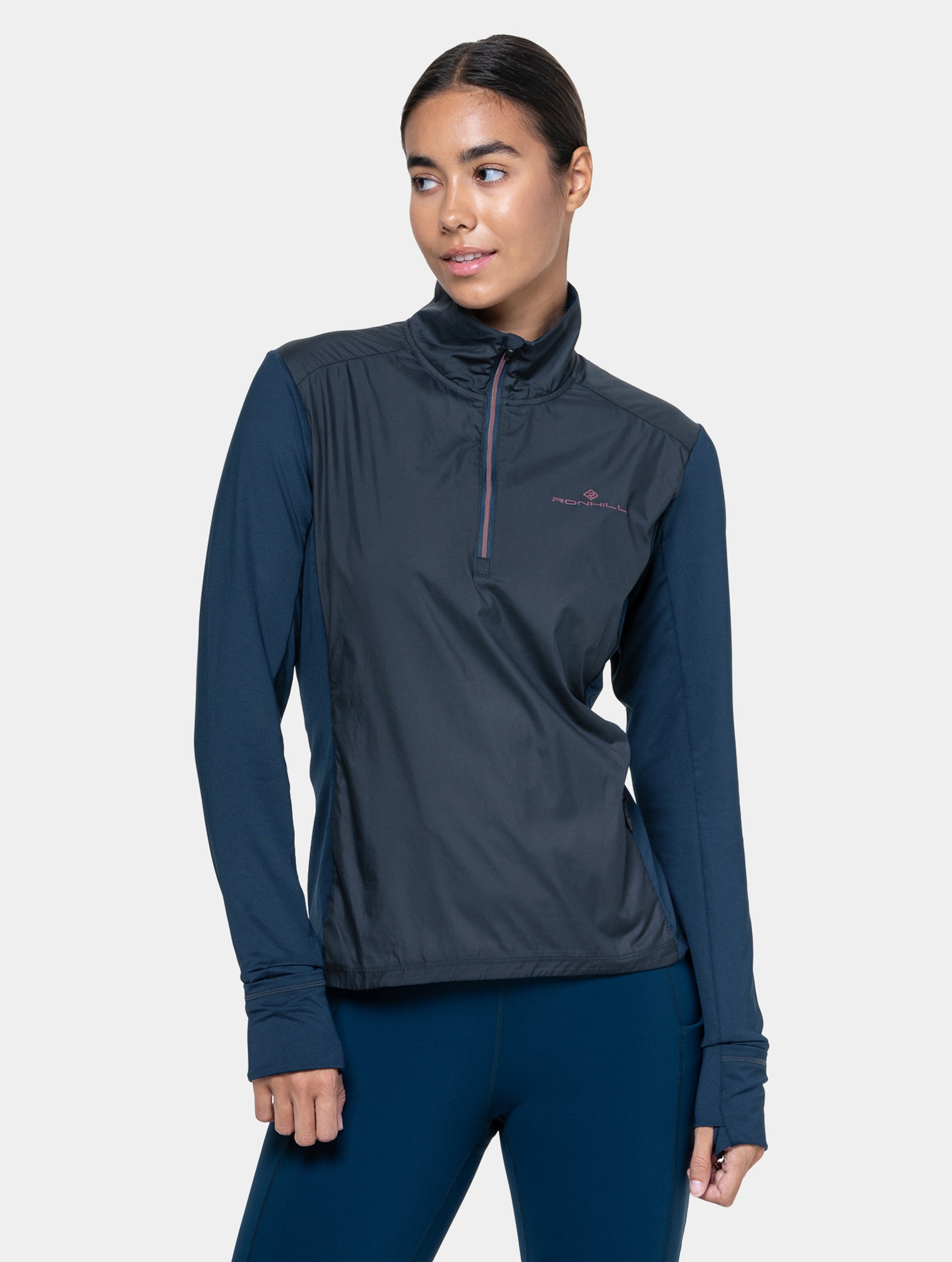 Ronhill Tech Wind-Block 1/2 Zip felpa running blu antivento