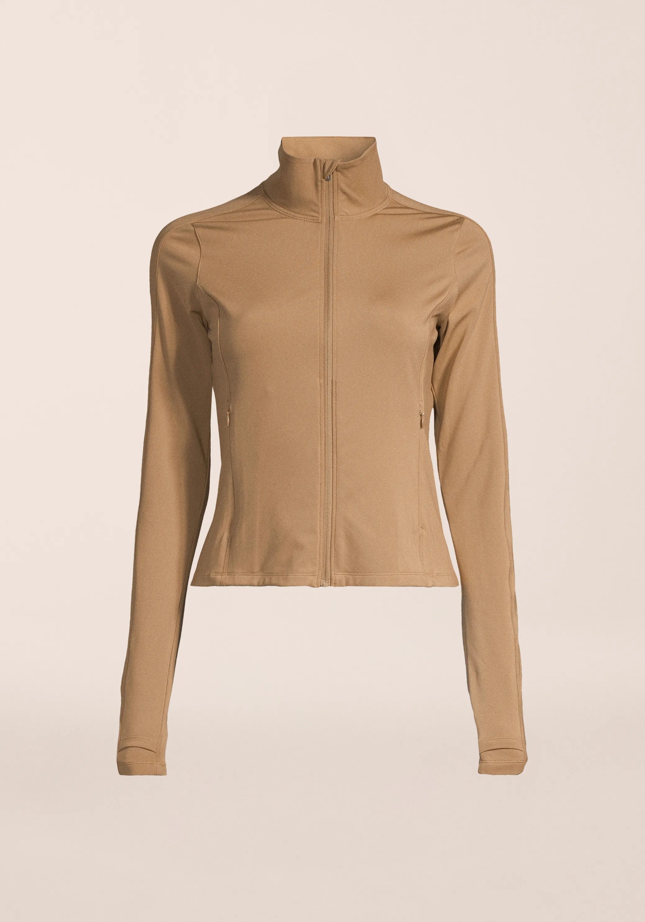Casall Soft Touch Zip Jacket giacca Light Khaki attillata