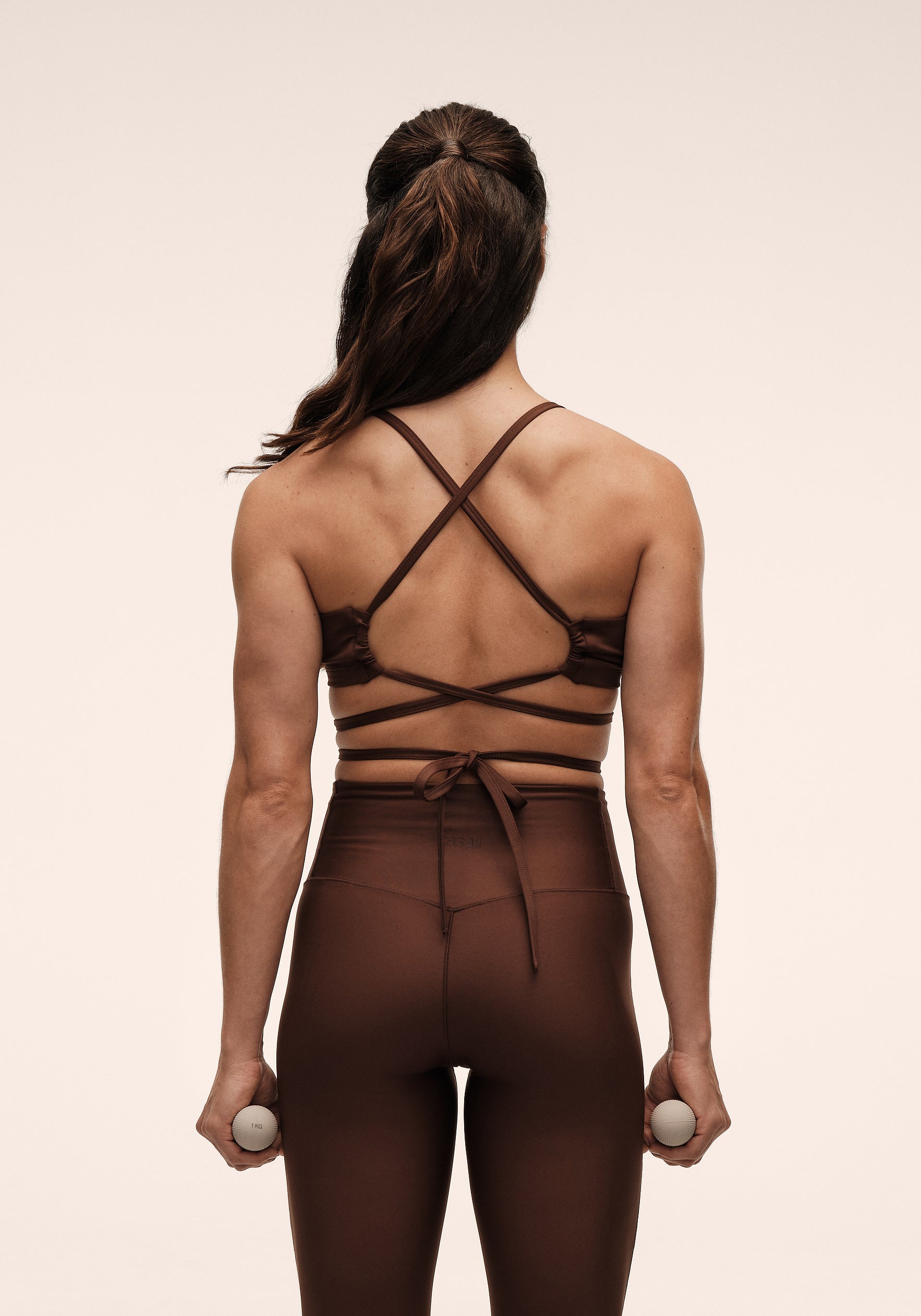 Casall Lace-Up Strap Top marrone scuro yoga
