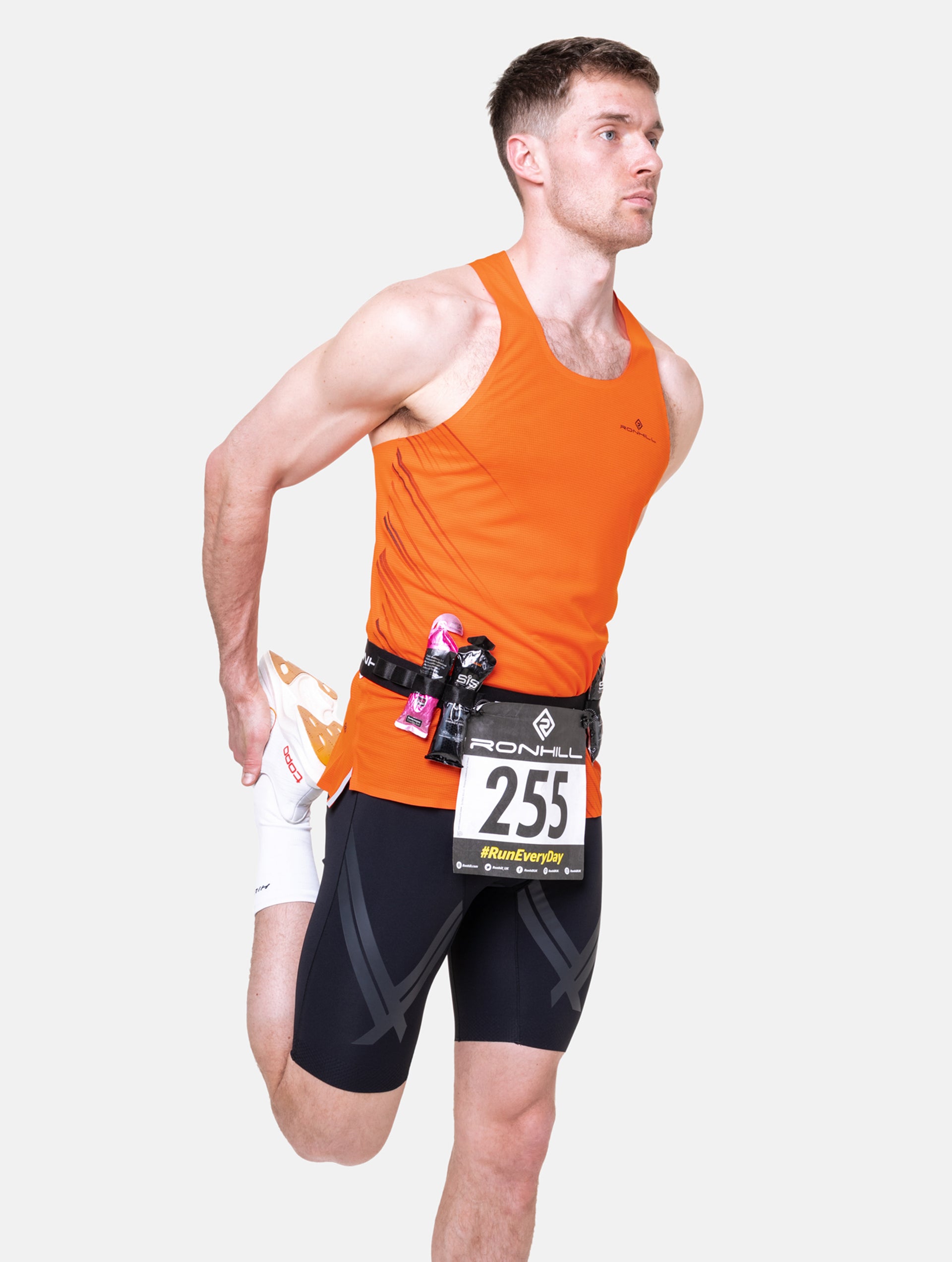 Ronhill Race Number Belt cintura running nera 8 gel