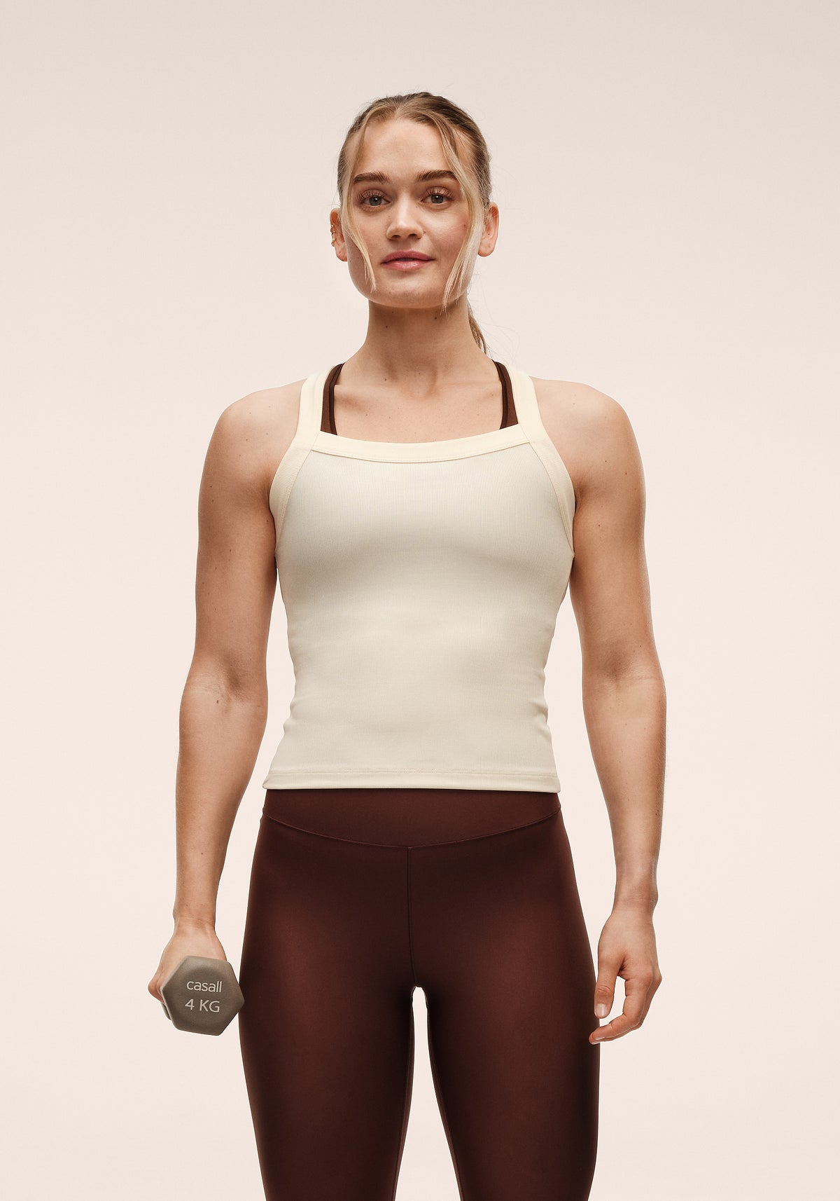 Casall Defined Rib Tank canotta crema costine