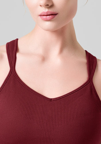 Casall Seamless Rib Padded Sports Bra rosso yoga