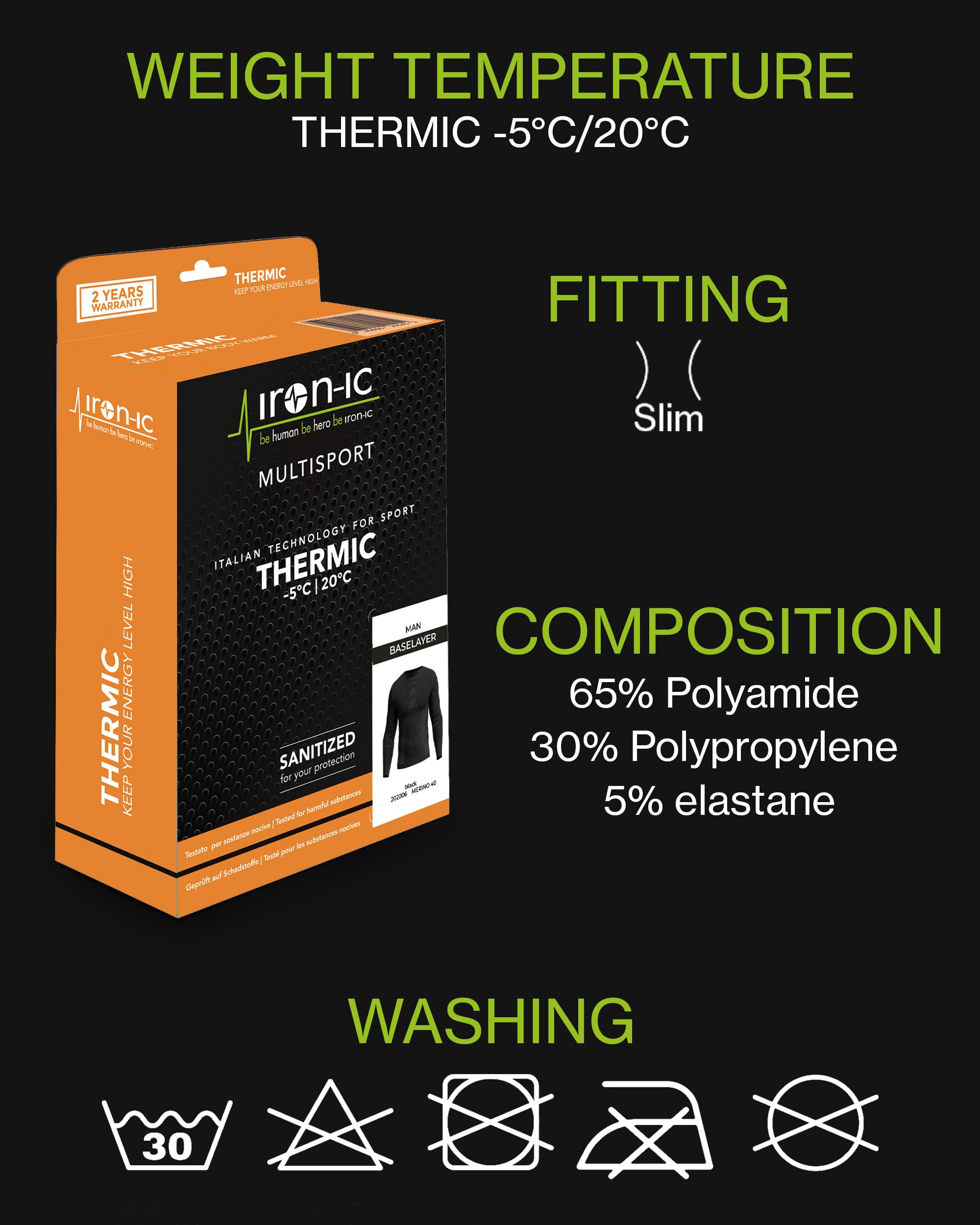 IRON-IC Thermic 600309 leggings 3/4 uomo L-XL elasticizzati