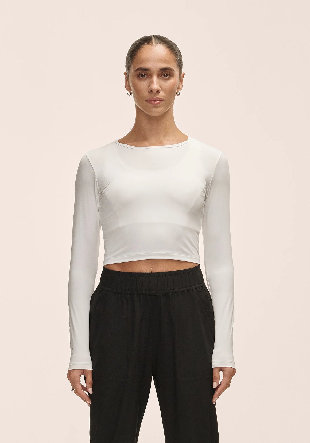 Casall Graphic Crop Long Sleeve maglia bianca training