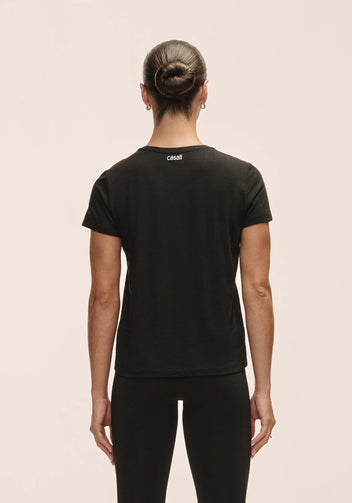 Casall Soft Texture Tee maglietta nera Tencel vestibilità regolare