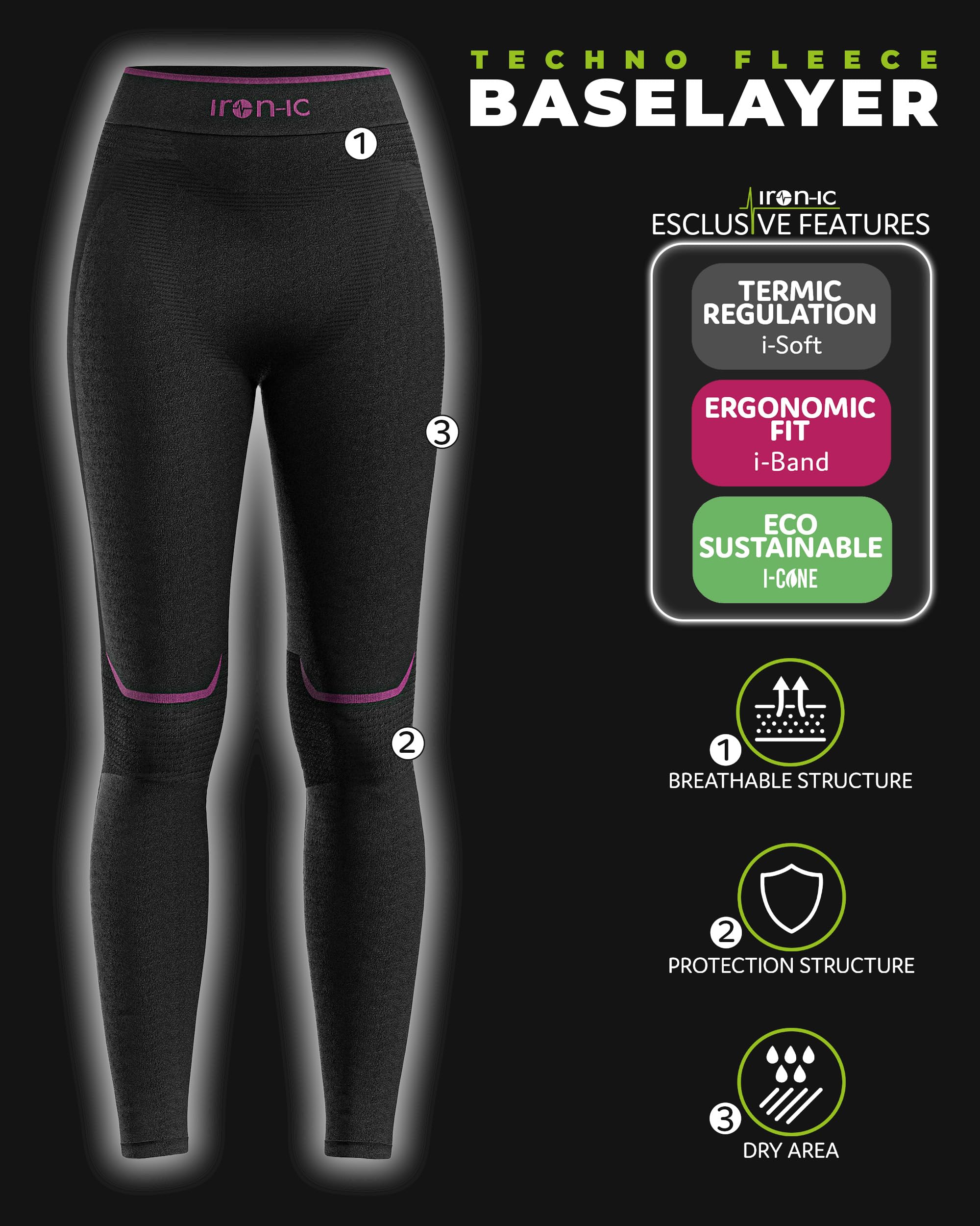 IRON-IC Ultra Warm 610867 Leggings Donna M-L Pile