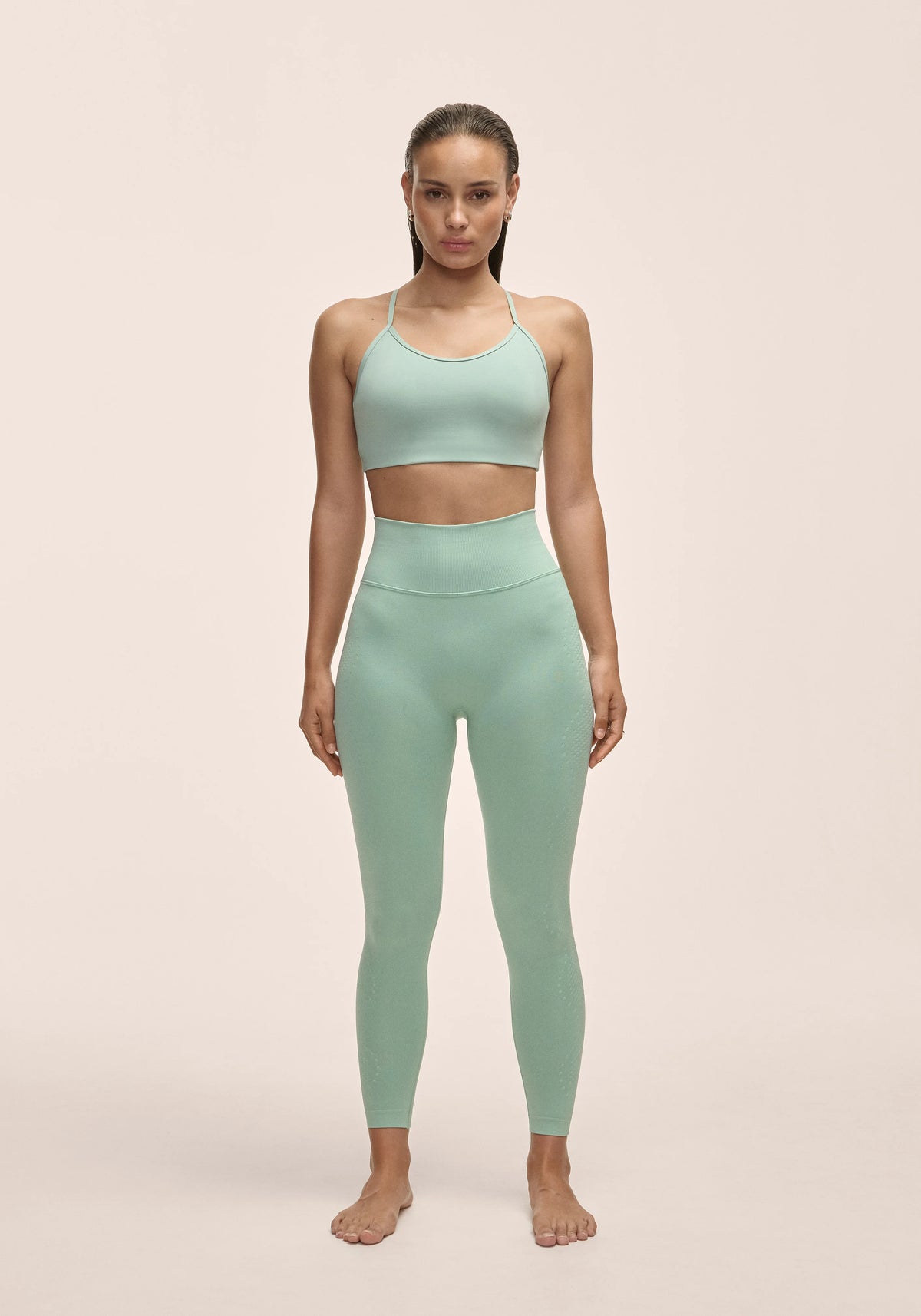 Casall Scallop leggings seamless vita alta verde