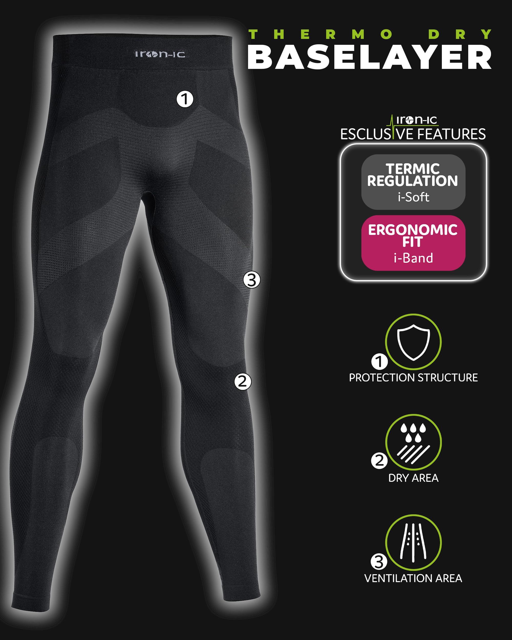 Iron-Ic I-Soft 600761 leggings termici uomo L-XL