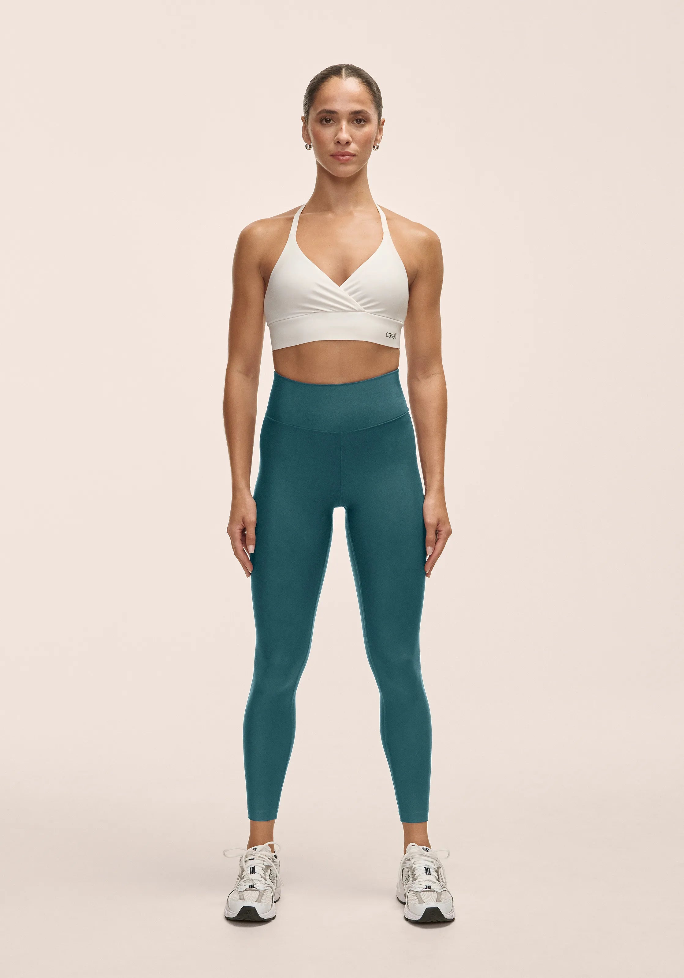 Casall Graphic High Waist Tights leggings teal vita alta