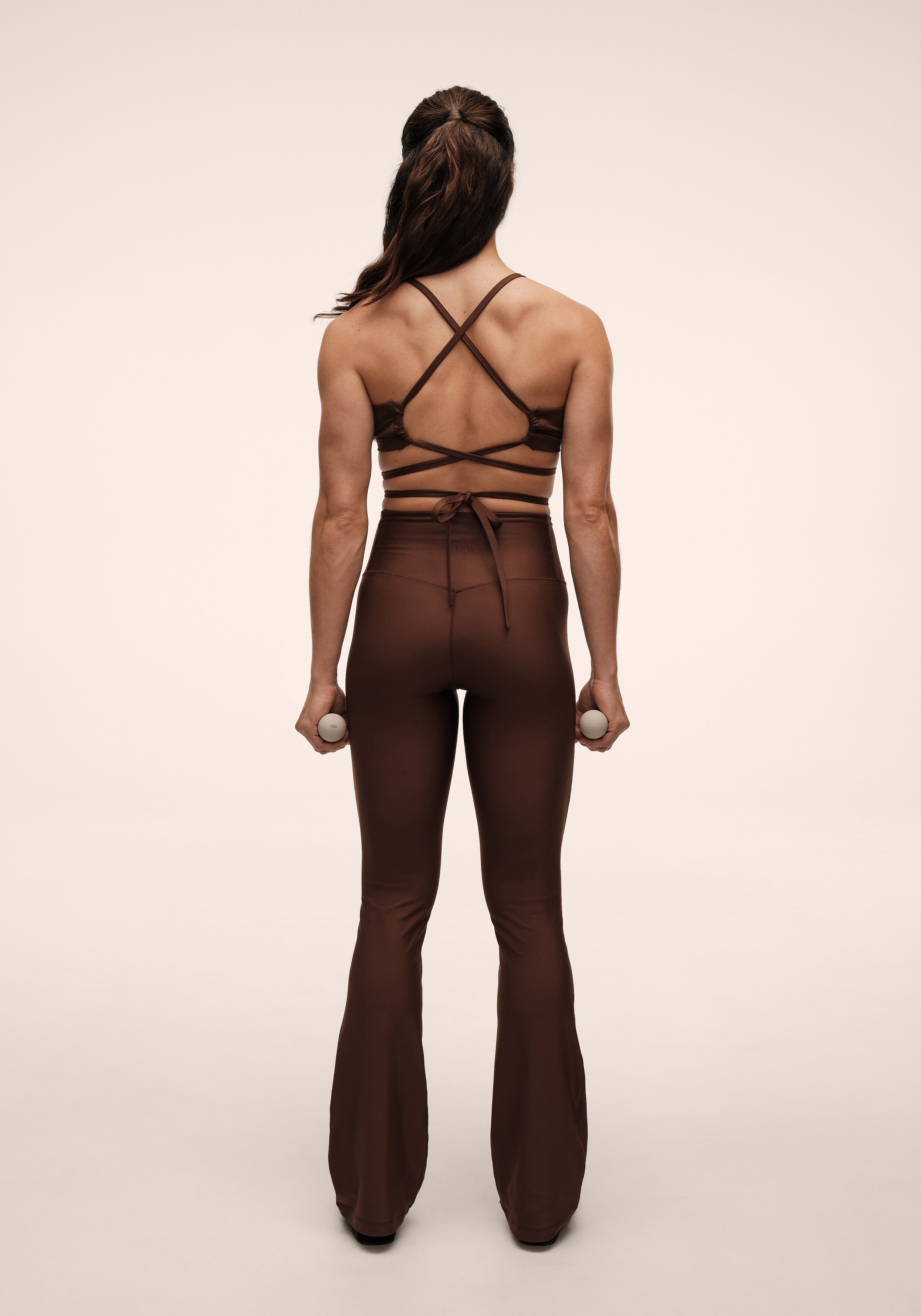 Casall Flare High Waist Pant pantaloni marrone shaping