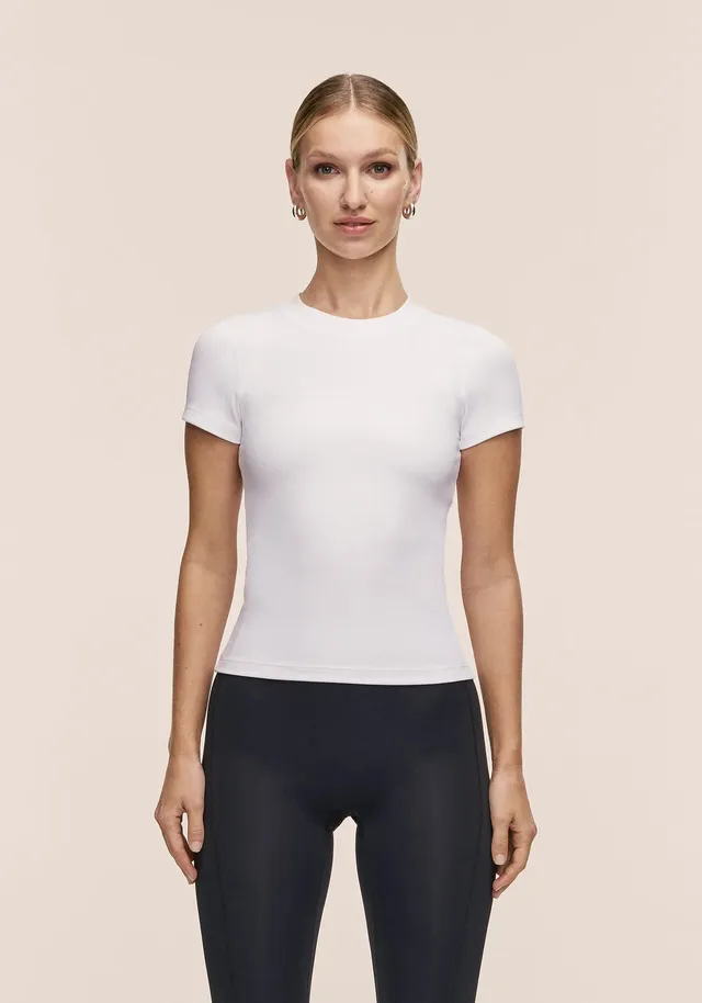 Casall Defined Rib Tee t-shirt costina bianco