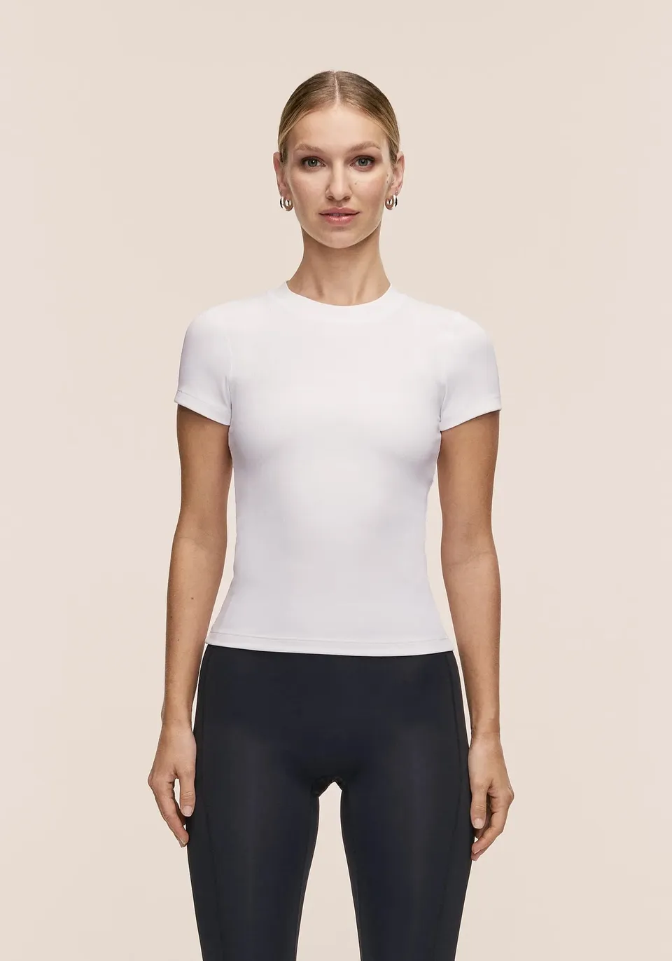 Casall Defined Rib Tee t-shirt costina bianco