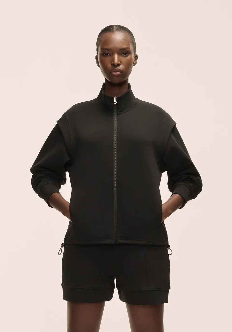 Casall Aria Full Zip felpa Black collo alto