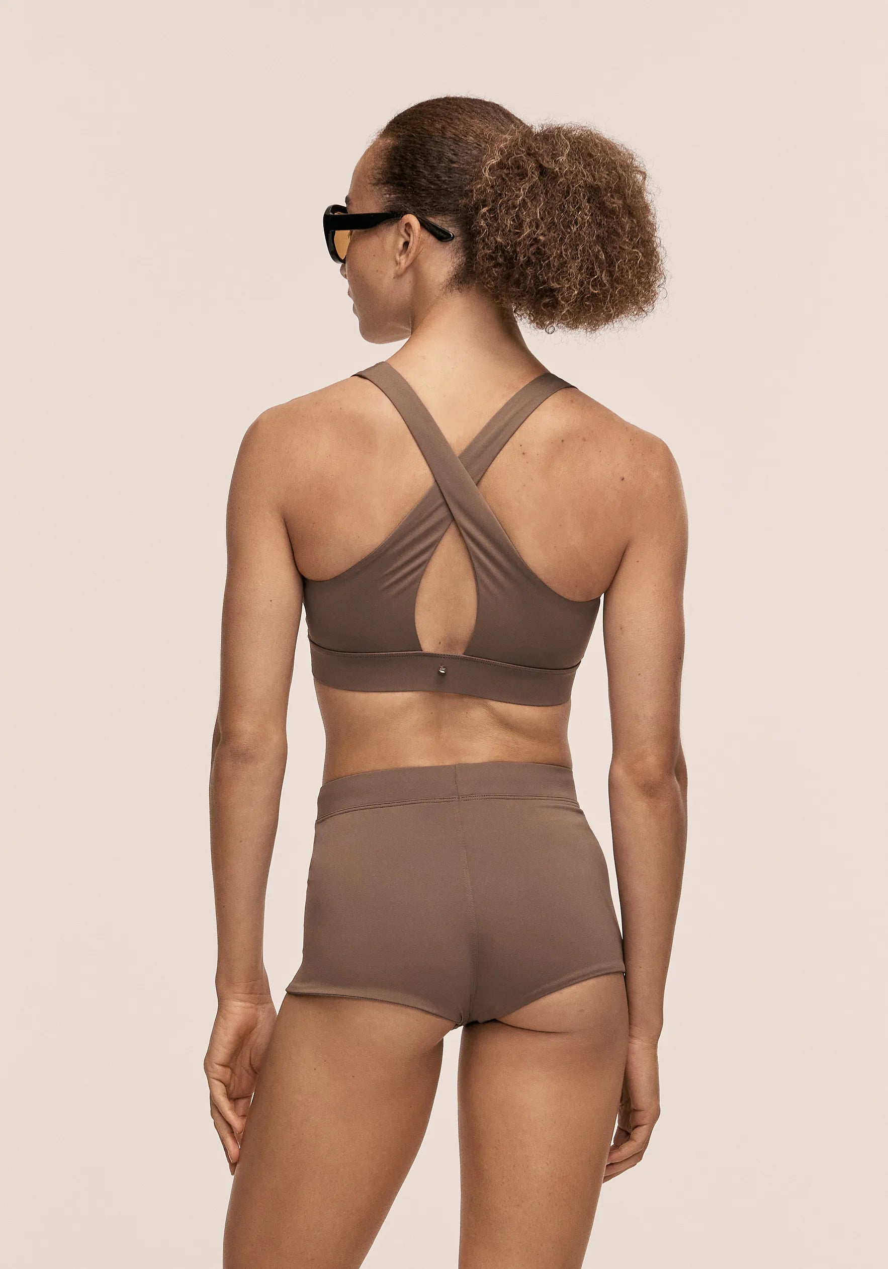 Casall V-Neck Crossback top bikini warm khaki UV 50+