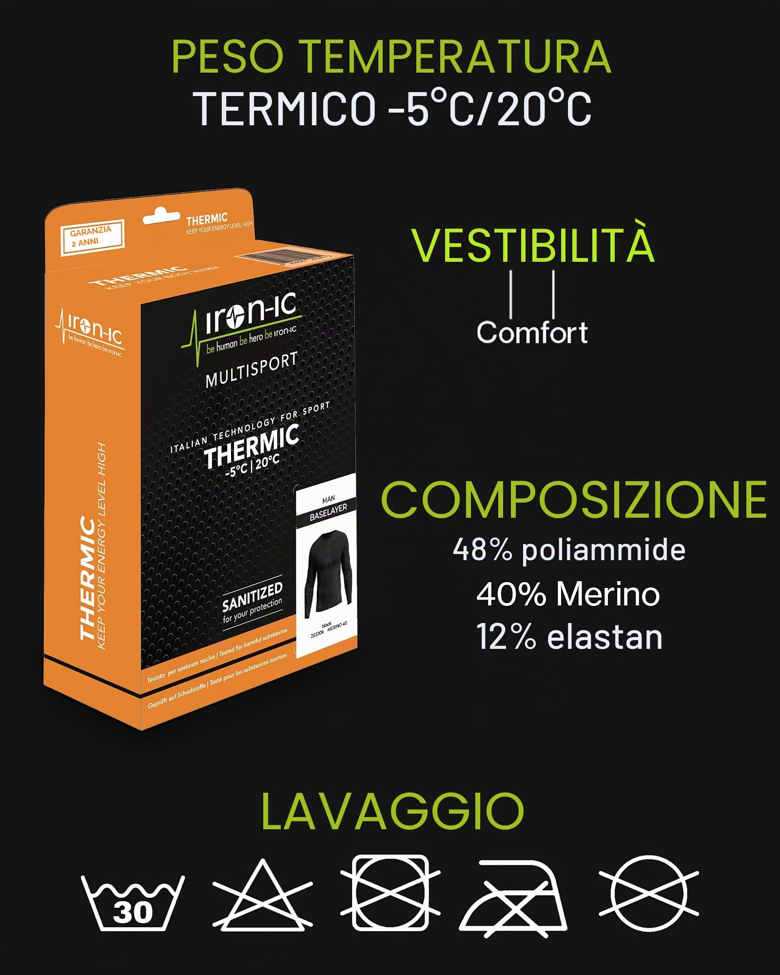 IRON-IC Merino 40 213007 maglia termica donna S-M leggera