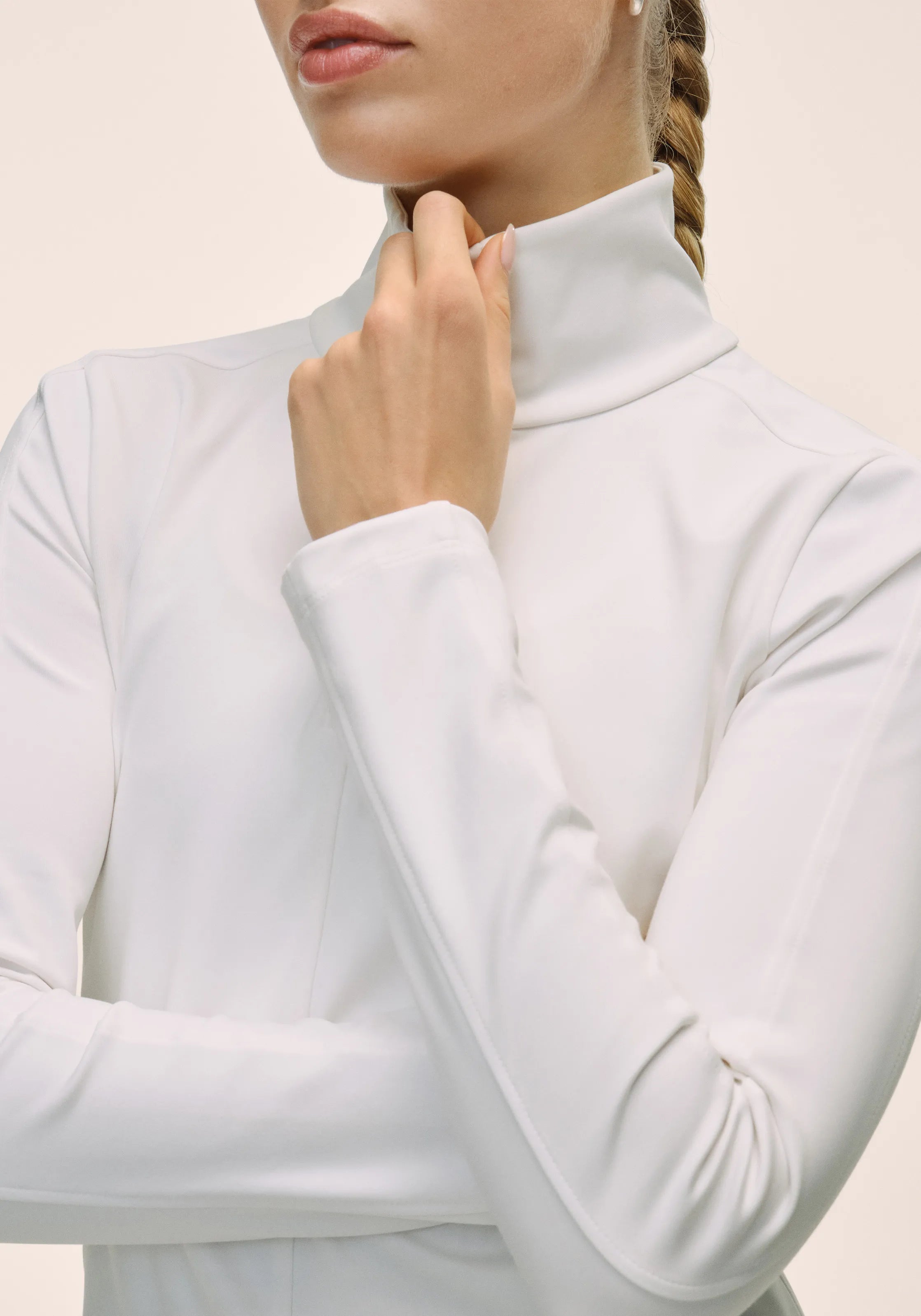 Casall Serene Half Zip maglia bianca manica lunga