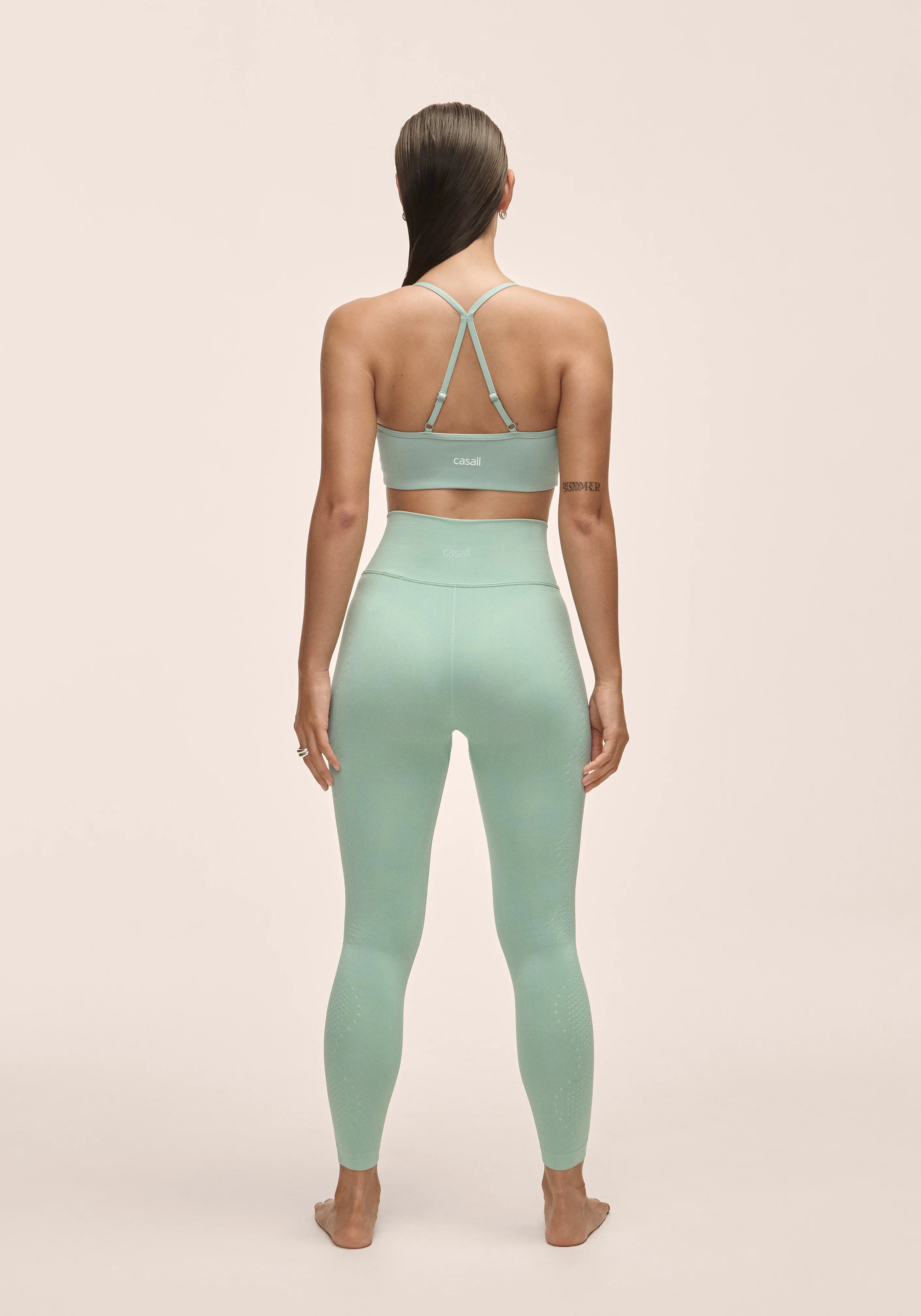Casall Scallop leggings seamless vita alta verde