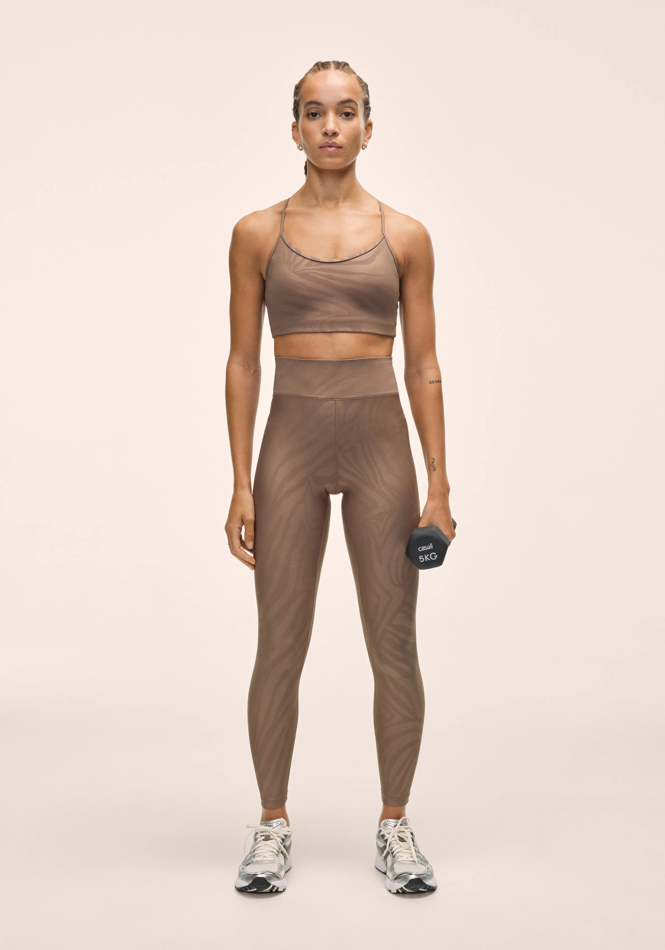 Casall Heat Printed High Waist Tights leggings Zebra Khaki traspirante