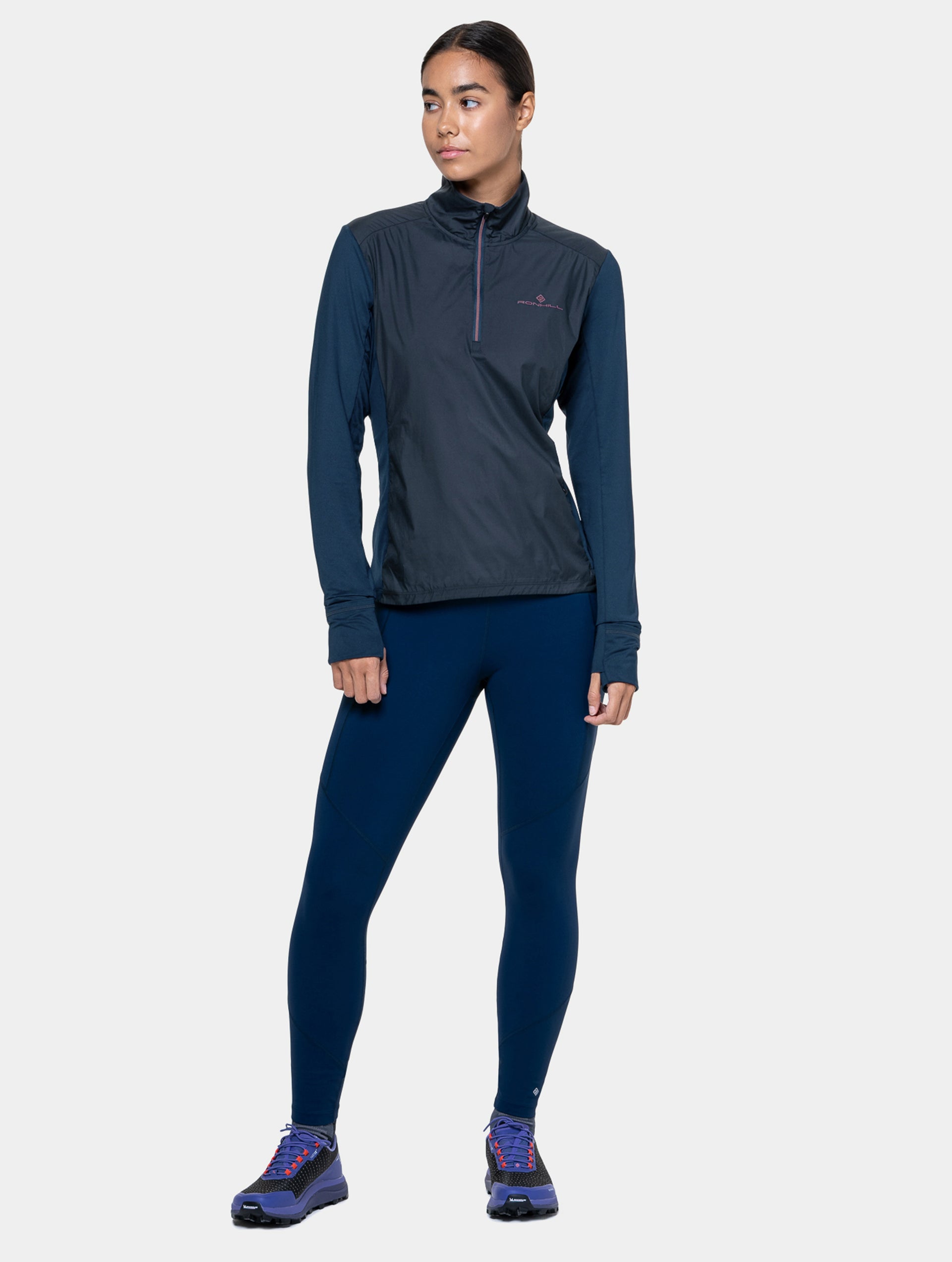 Ronhill Tech Wind-Block 1/2 Zip felpa running blu antivento