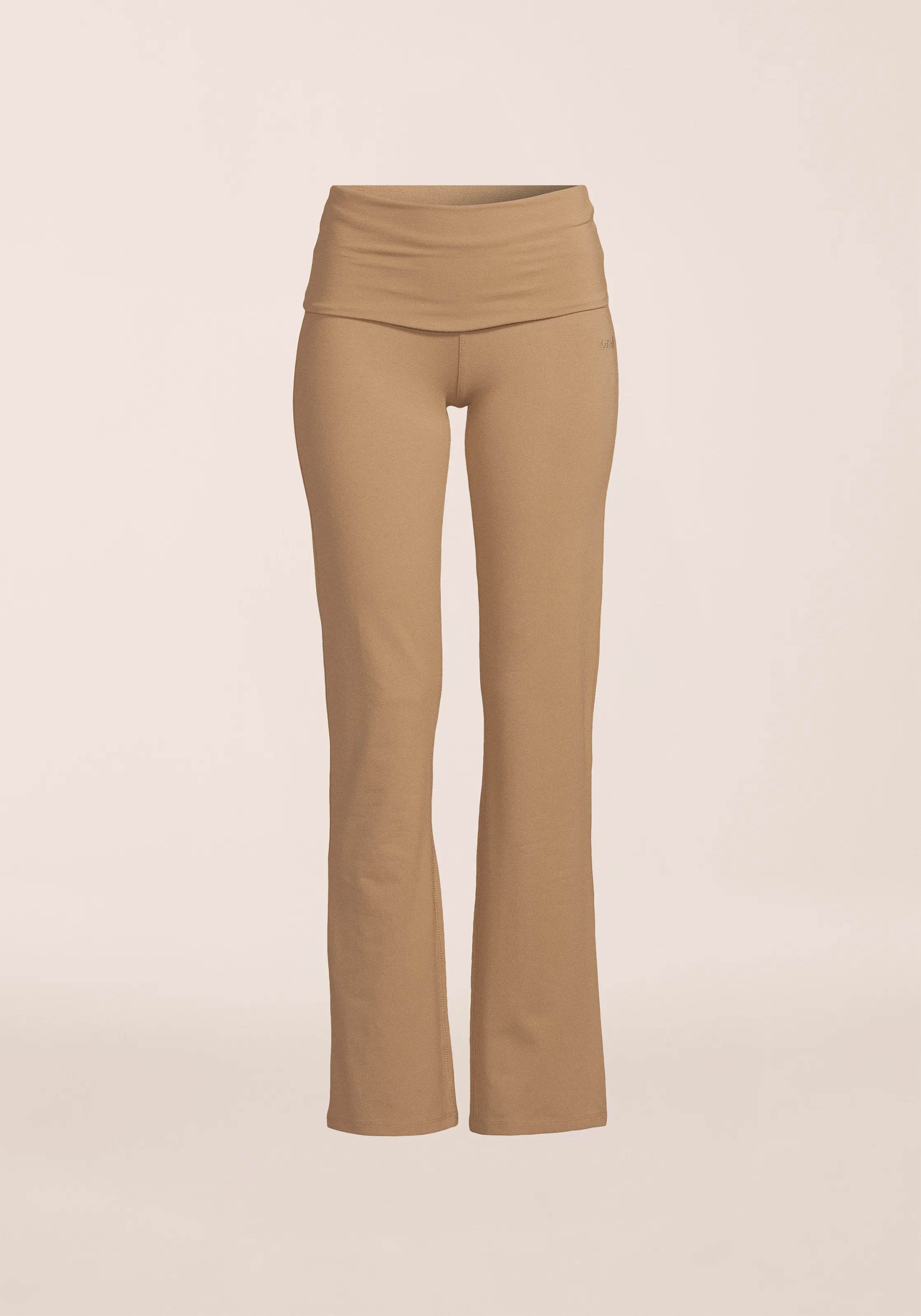 Casall Sublime Folded Flare pantaloni kaki vita ripiegata