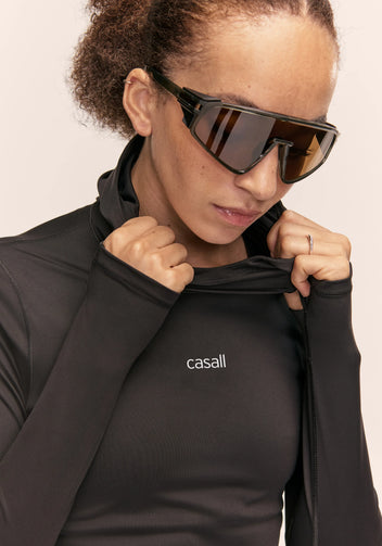 Casall Neat felpa cappuccio nero maniche lunghe