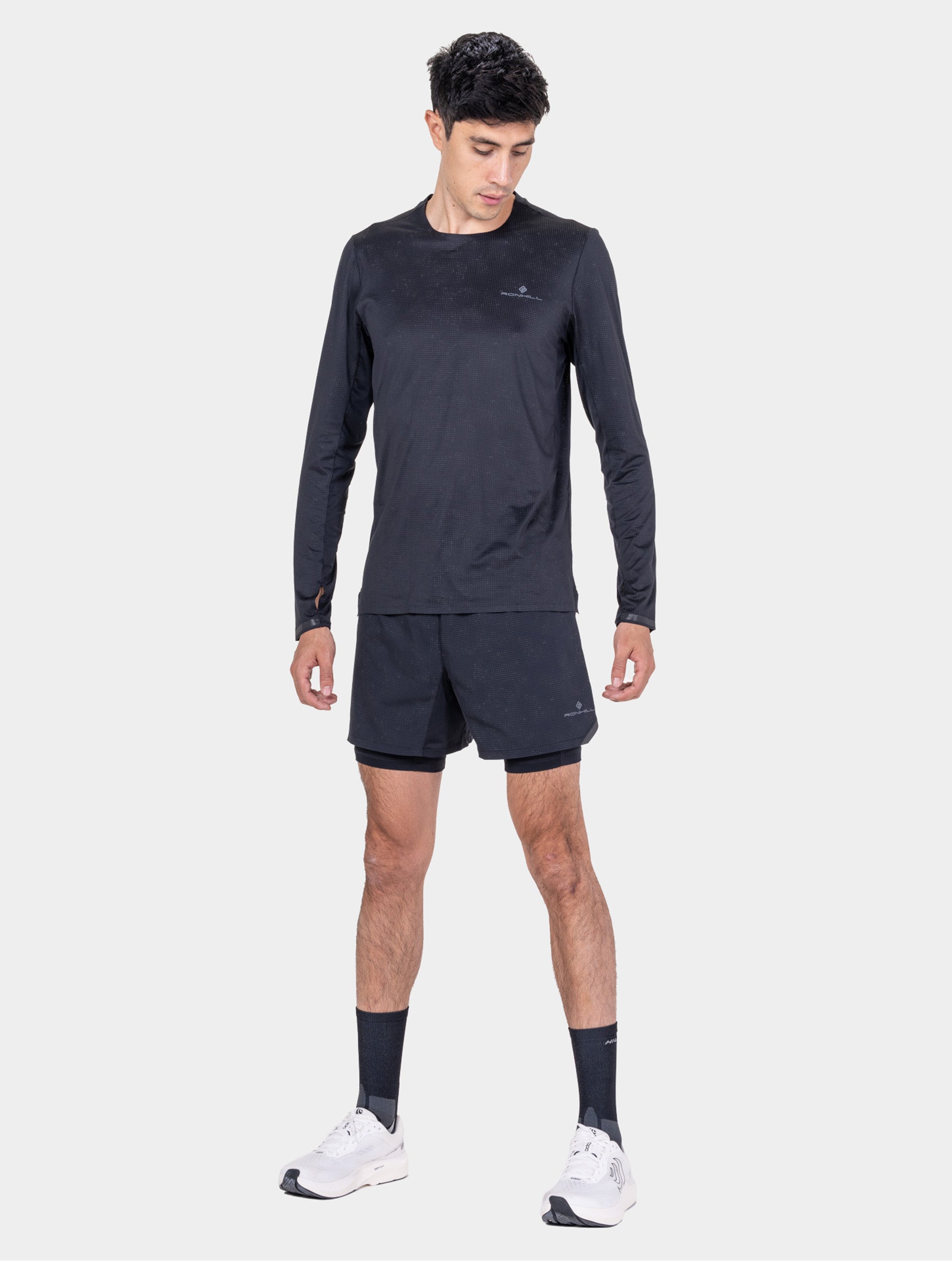 Ronhill Tech Reflect Lux L/S Tee maglia manica lunga nera riflettente