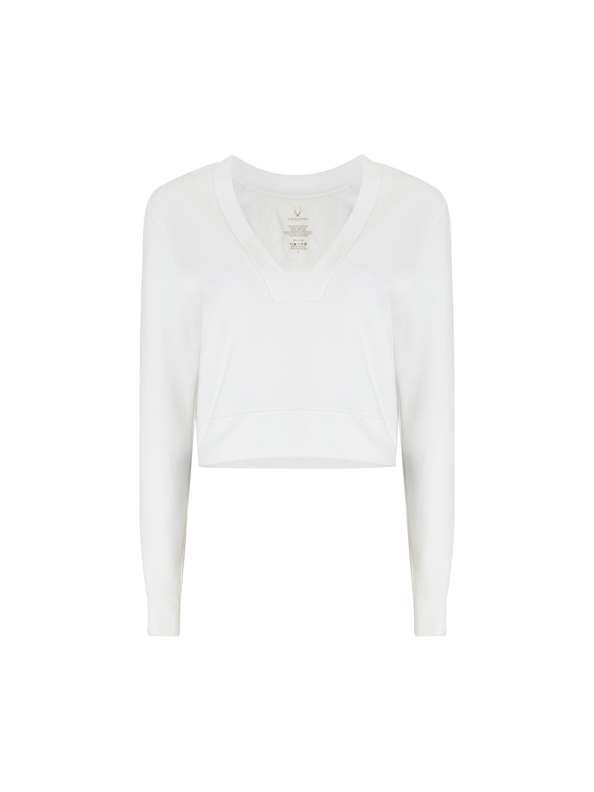 Lucas Hugh Carbon Crop felpa donna bianca in cotone