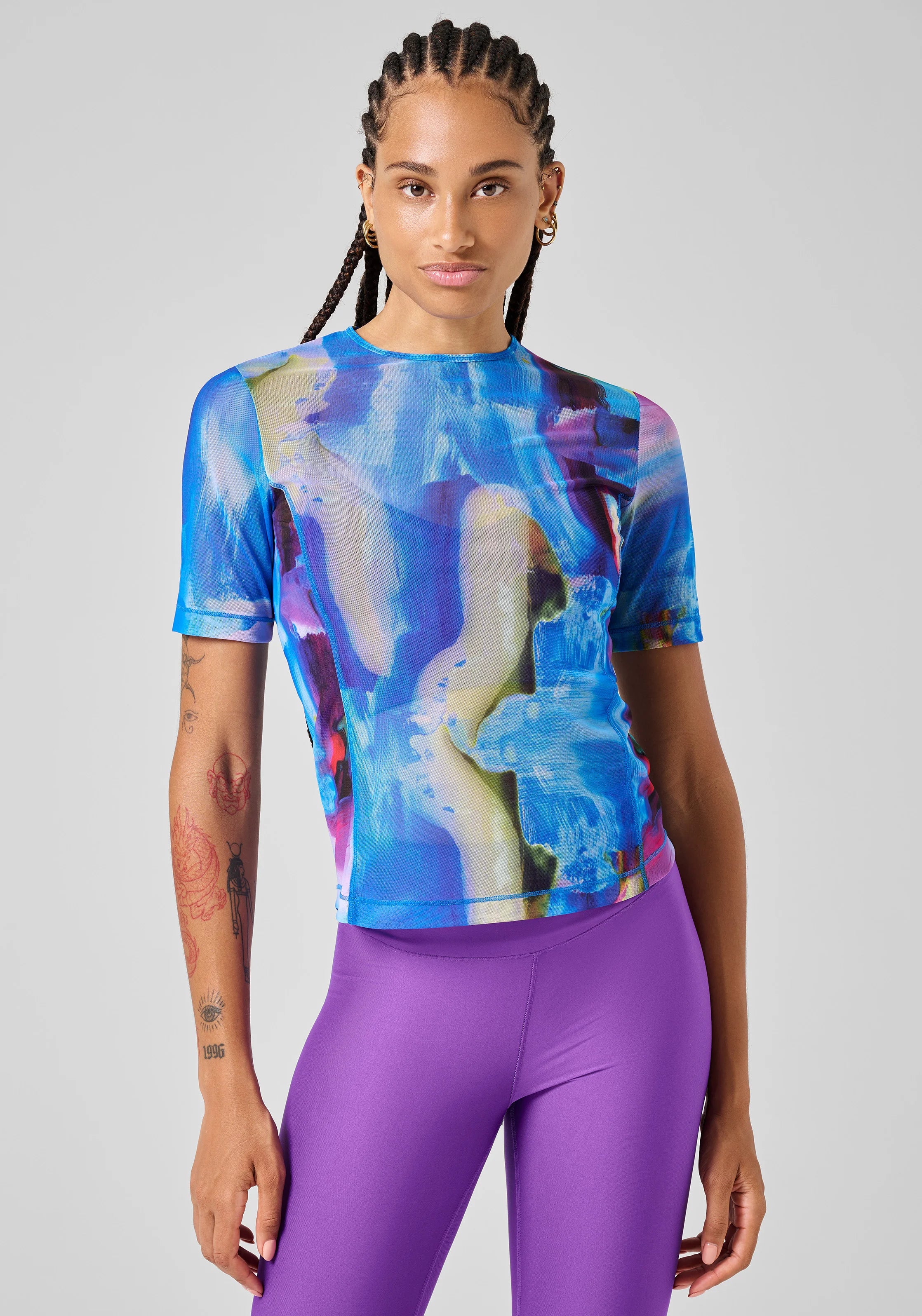 Casall Sheer Mesh Tee Maglietta Blu Nostalgia traspirante