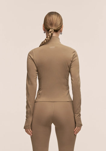 Casall Soft Touch Zip Jacket giacca Light Khaki attillata
