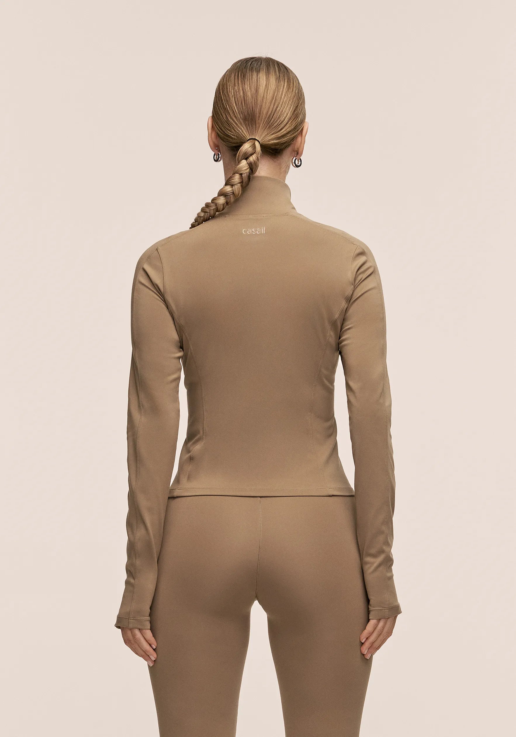 Casall Soft Touch Zip Jacket giacca Light Khaki attillata