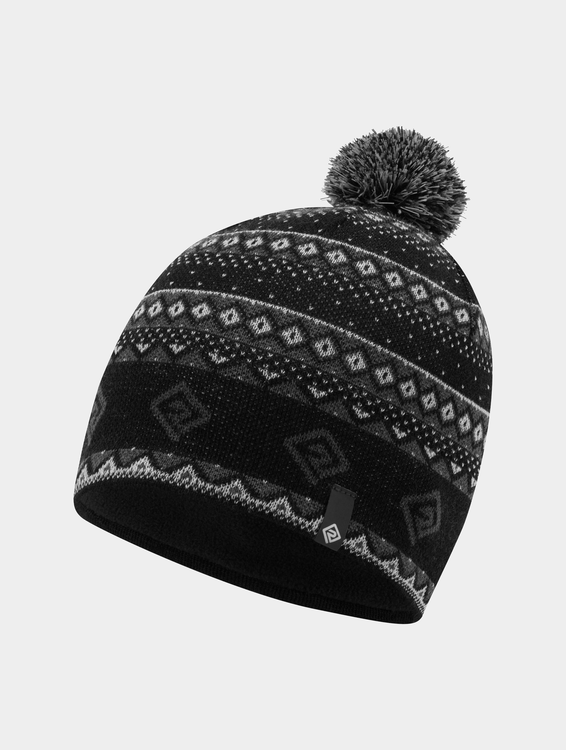 Ronhill Winter Bobble Hat berretto invernale nero con pon pon
