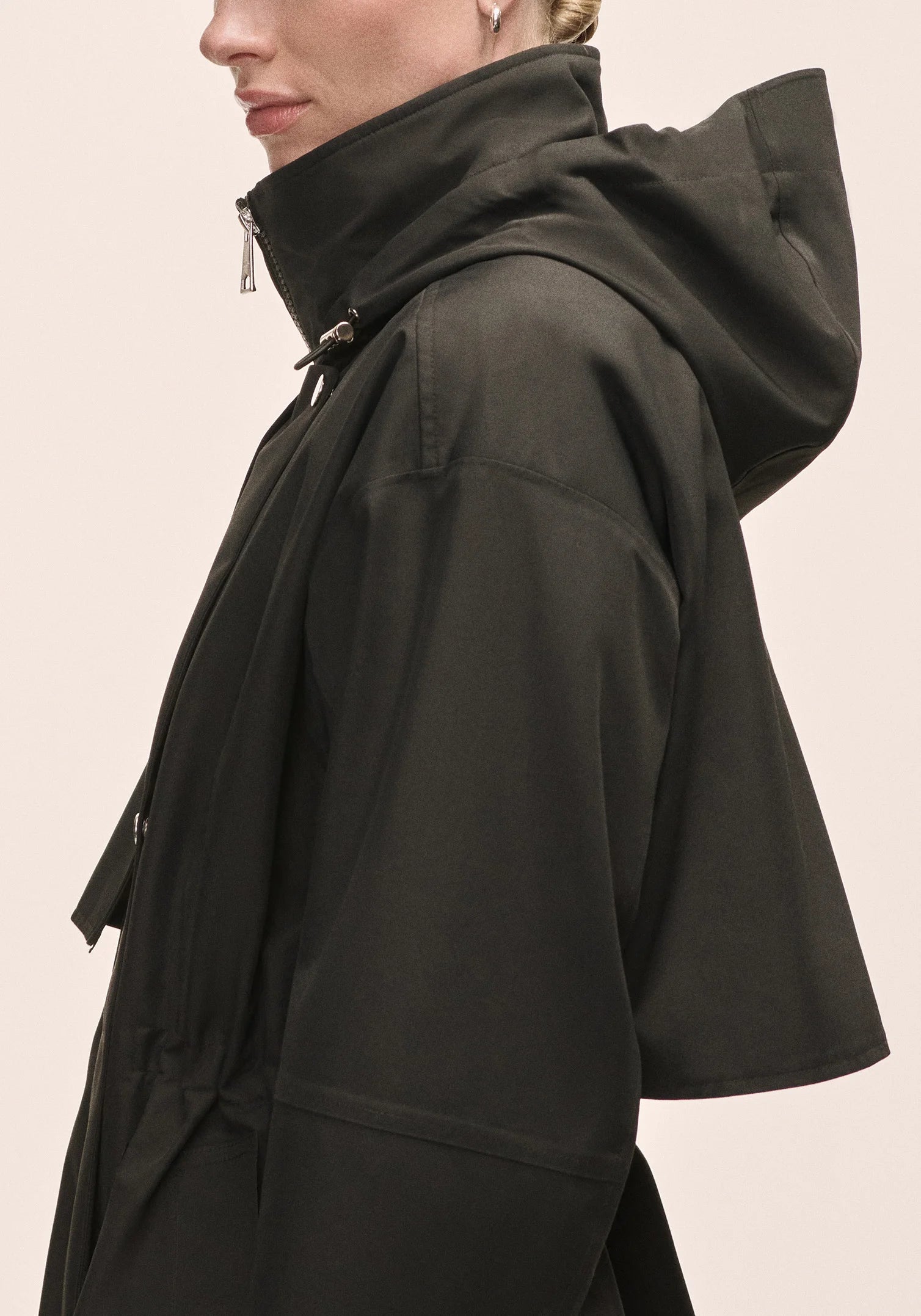 Casall Scandi Trench giacca antipioggia nera impermeabile