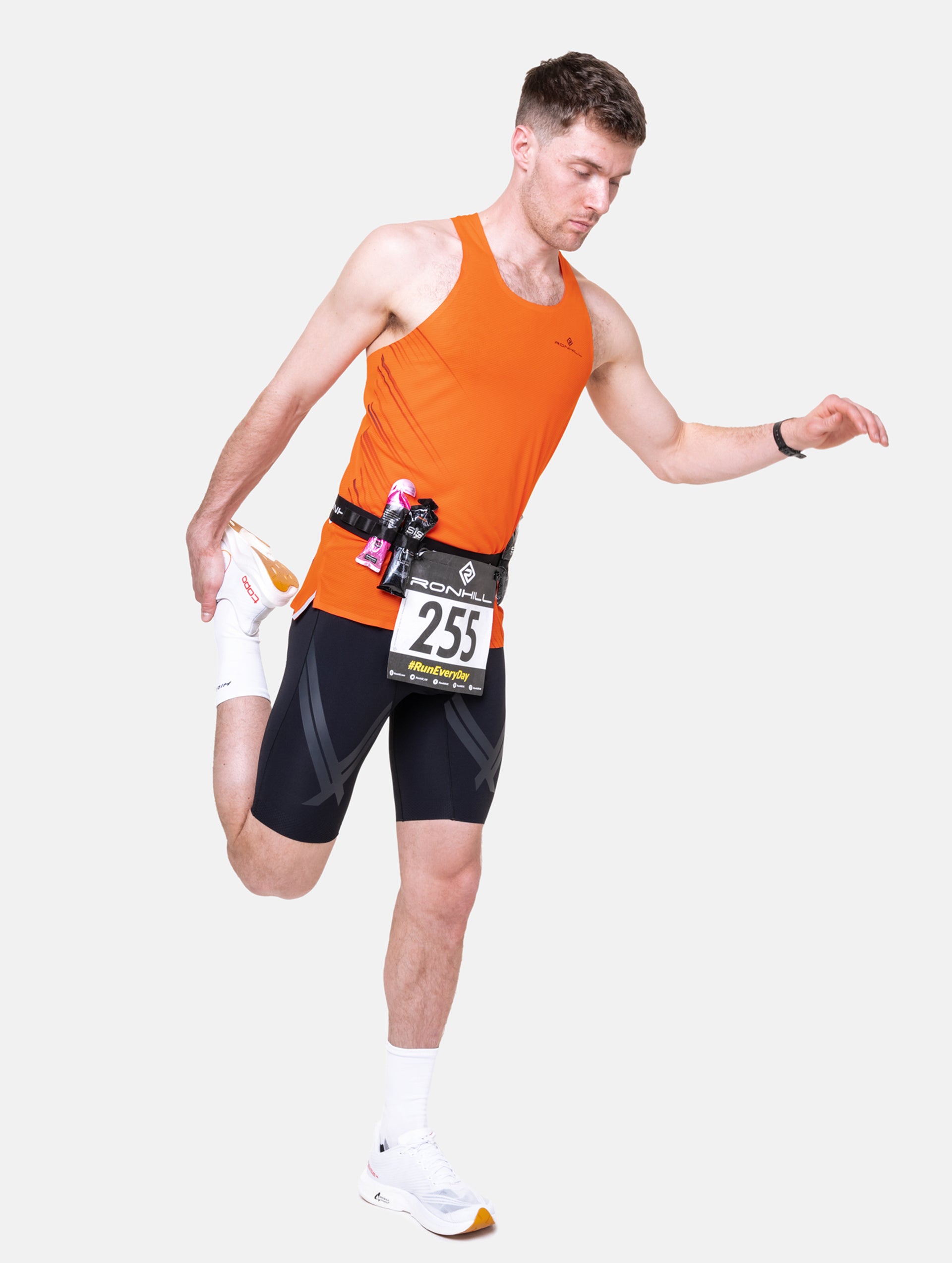 Ronhill Race Number Belt cintura running nera 8 gel