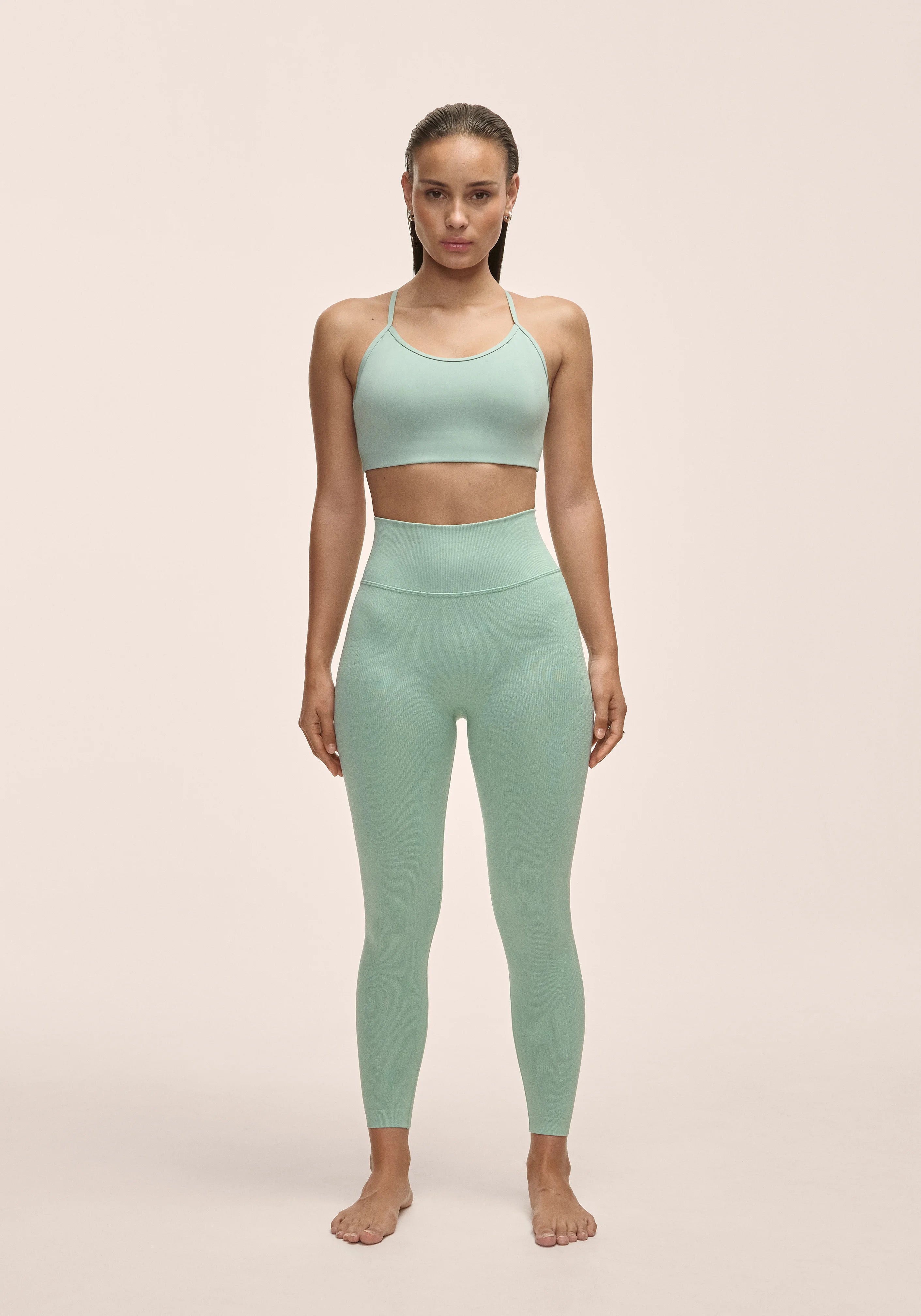 Casall Scallop leggings seamless vita alta verde