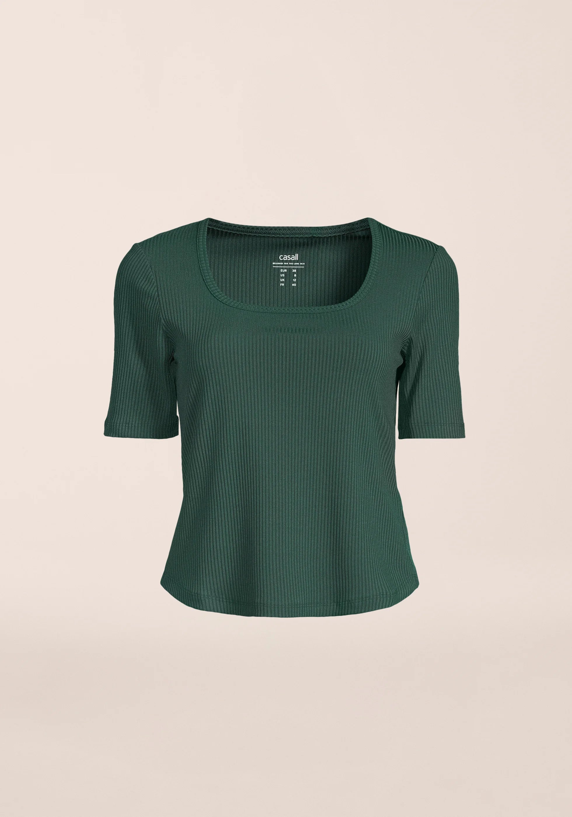Casall Scoop Rib Tee maglietta Dark Pine elasticizzata