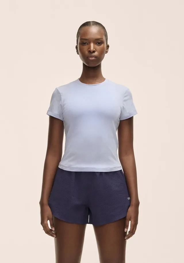Casall Cotton Blend Slim T-Shirt Blueberry Mist cotone bio