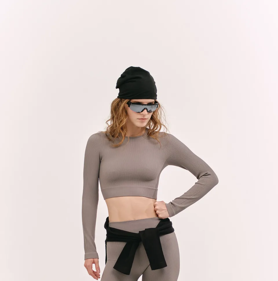 Siawear Power Rib Cropped top manica lunga a coste