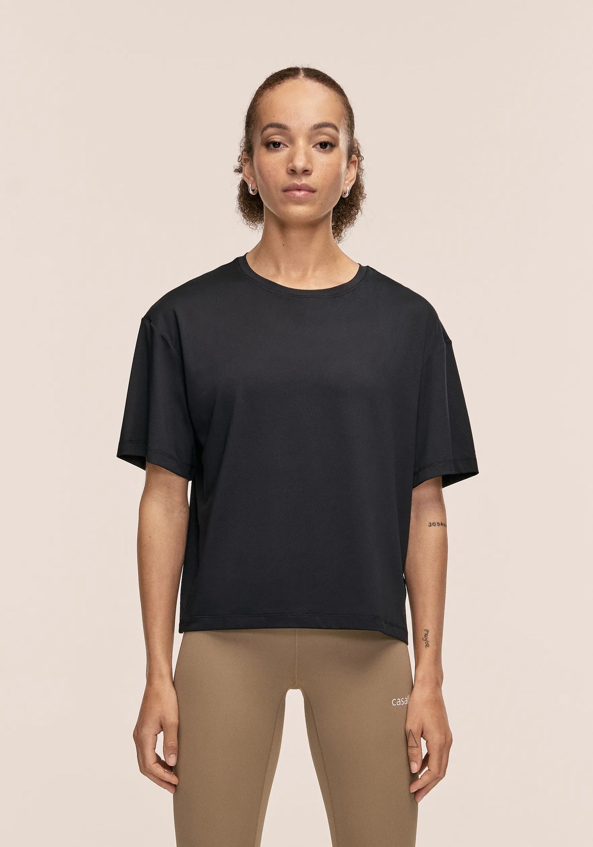 Casall Laser Mesh Tee maglia nera traspirante