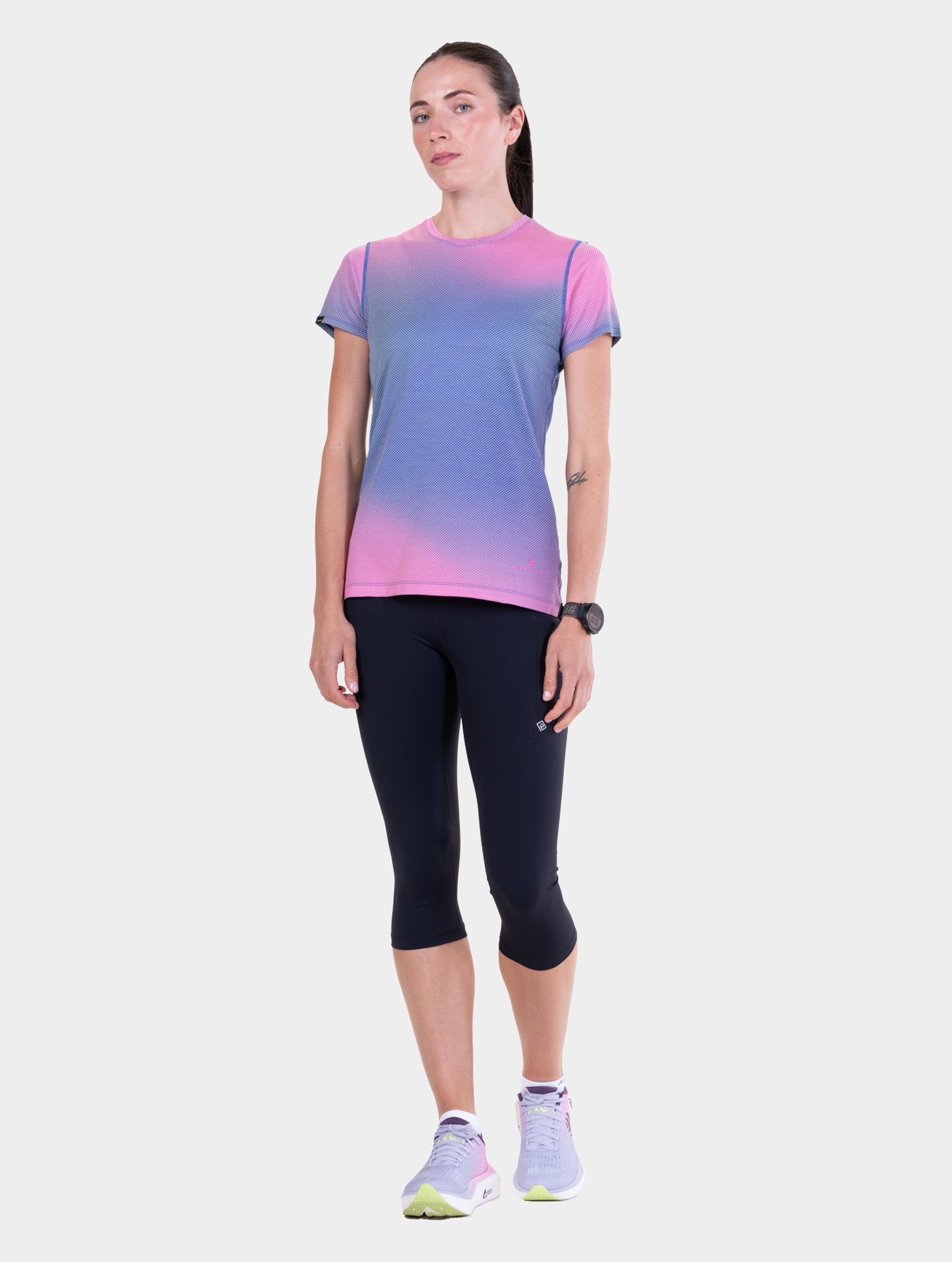 Ronhill Tech Golden Hour maglia corsa donna Orchid Glow traspirante