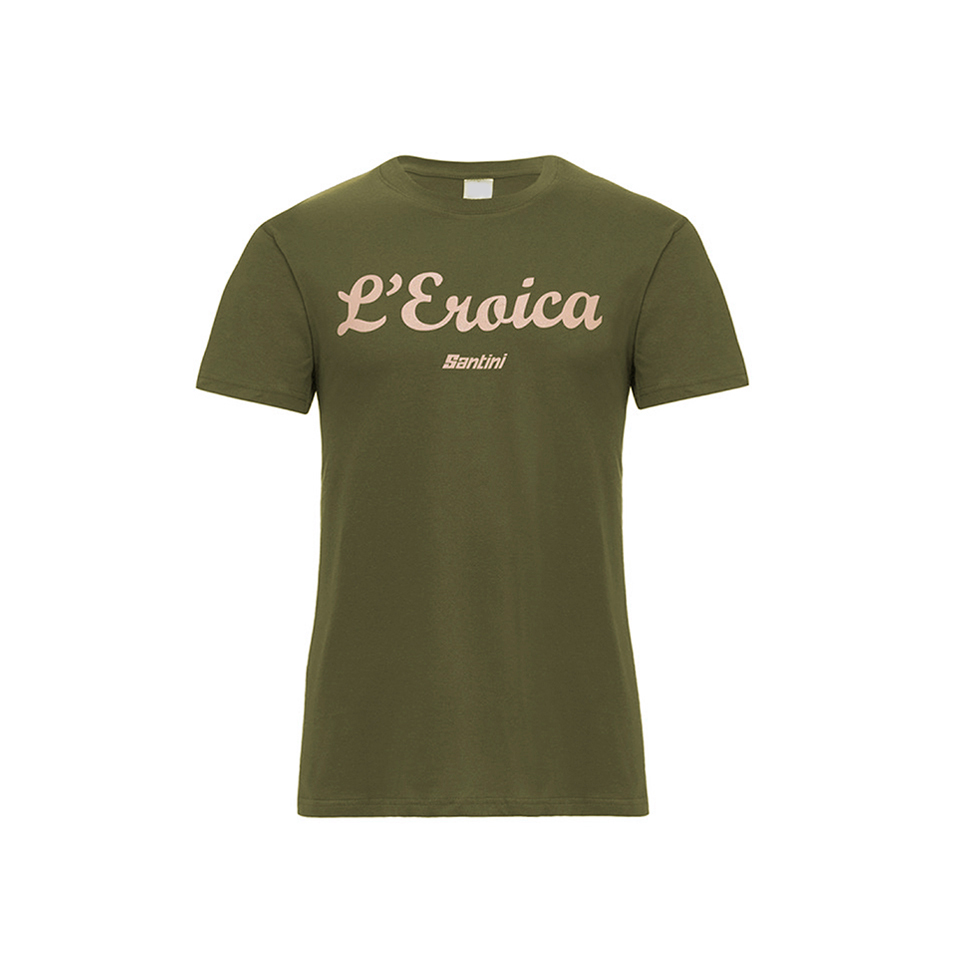 L'Eroica T-Shirt Cotone Verde Manica Corta